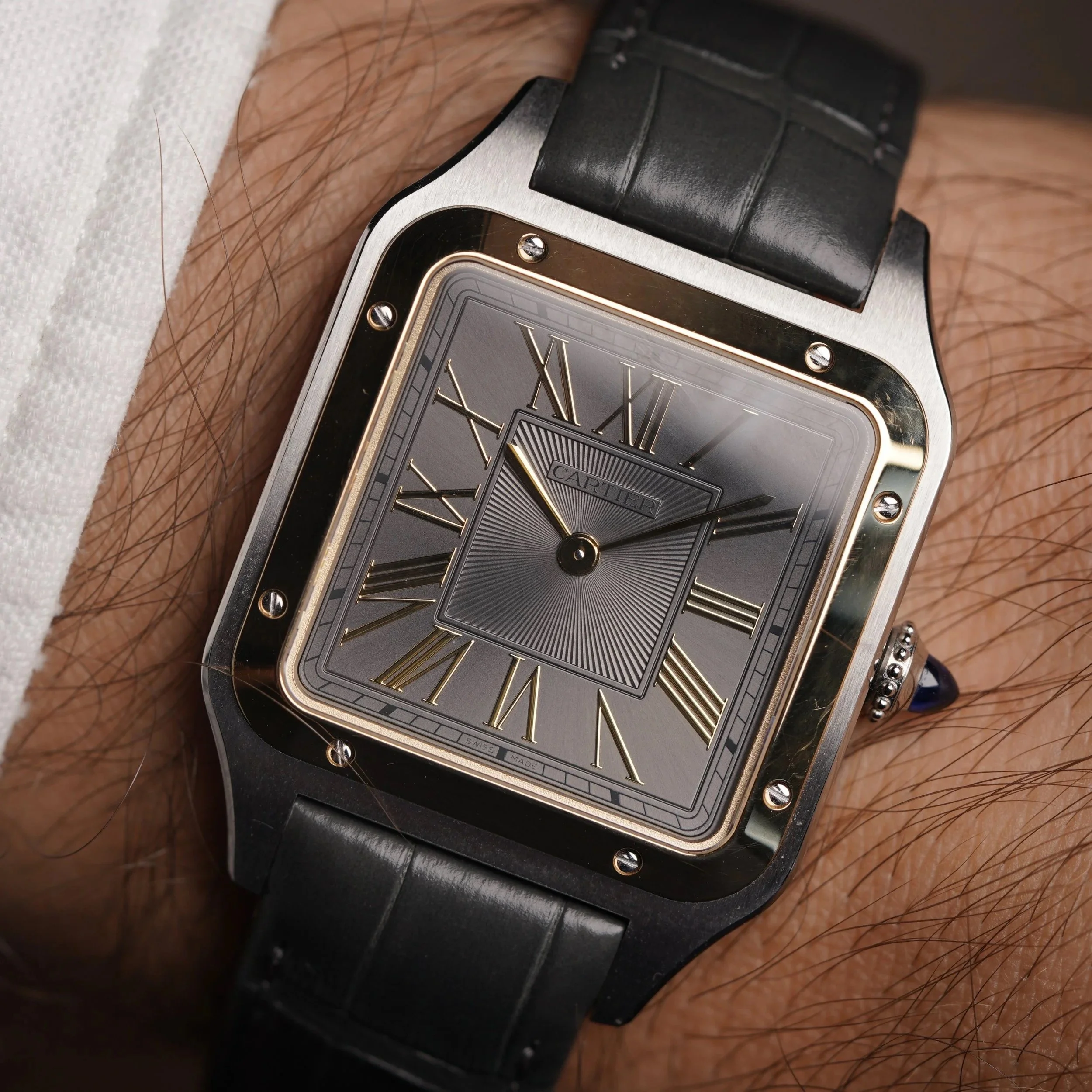 Cartier Santos Dumont Ref. W2SA0036 Steel and 18K Yellow Gold Unpolished w Box and Papers