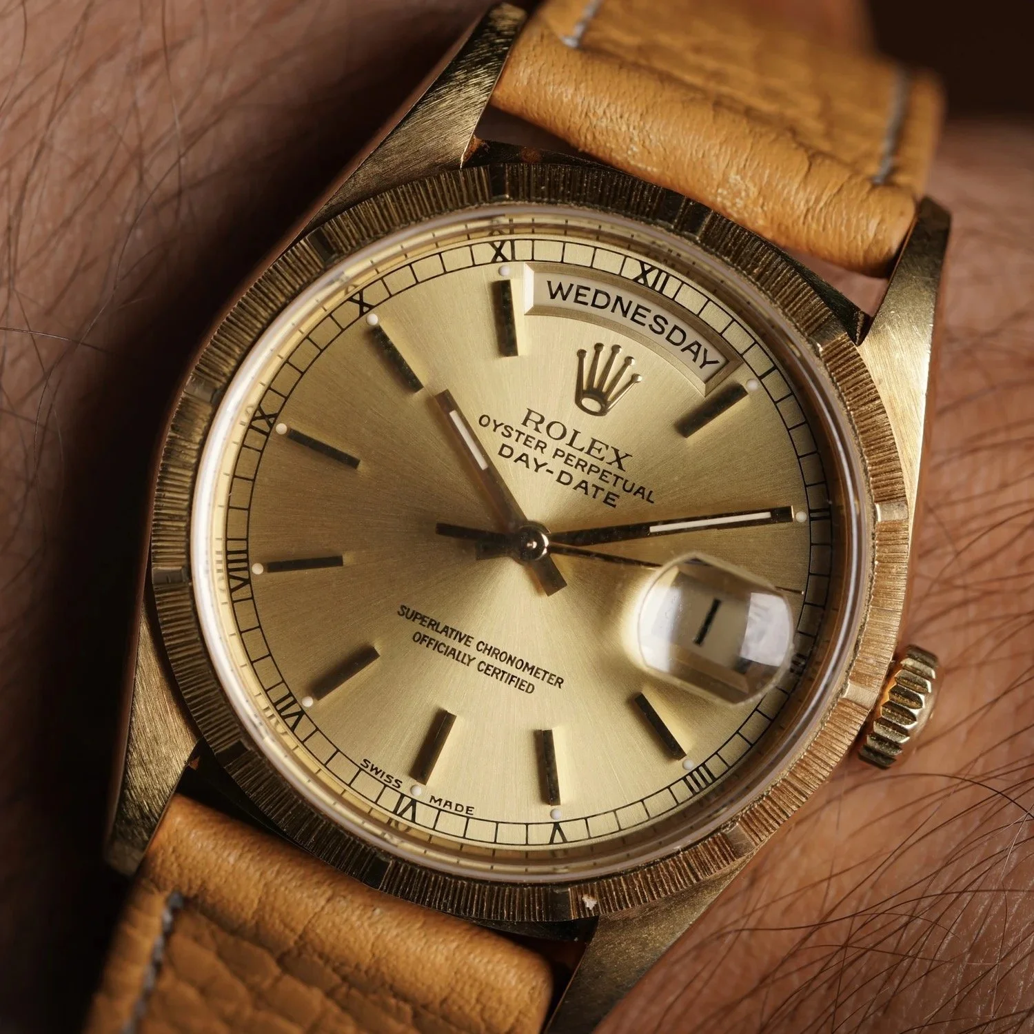 Rolex Bark Bezel Day-Date Reference 18248 in 18K Yellow Gold Unpolished