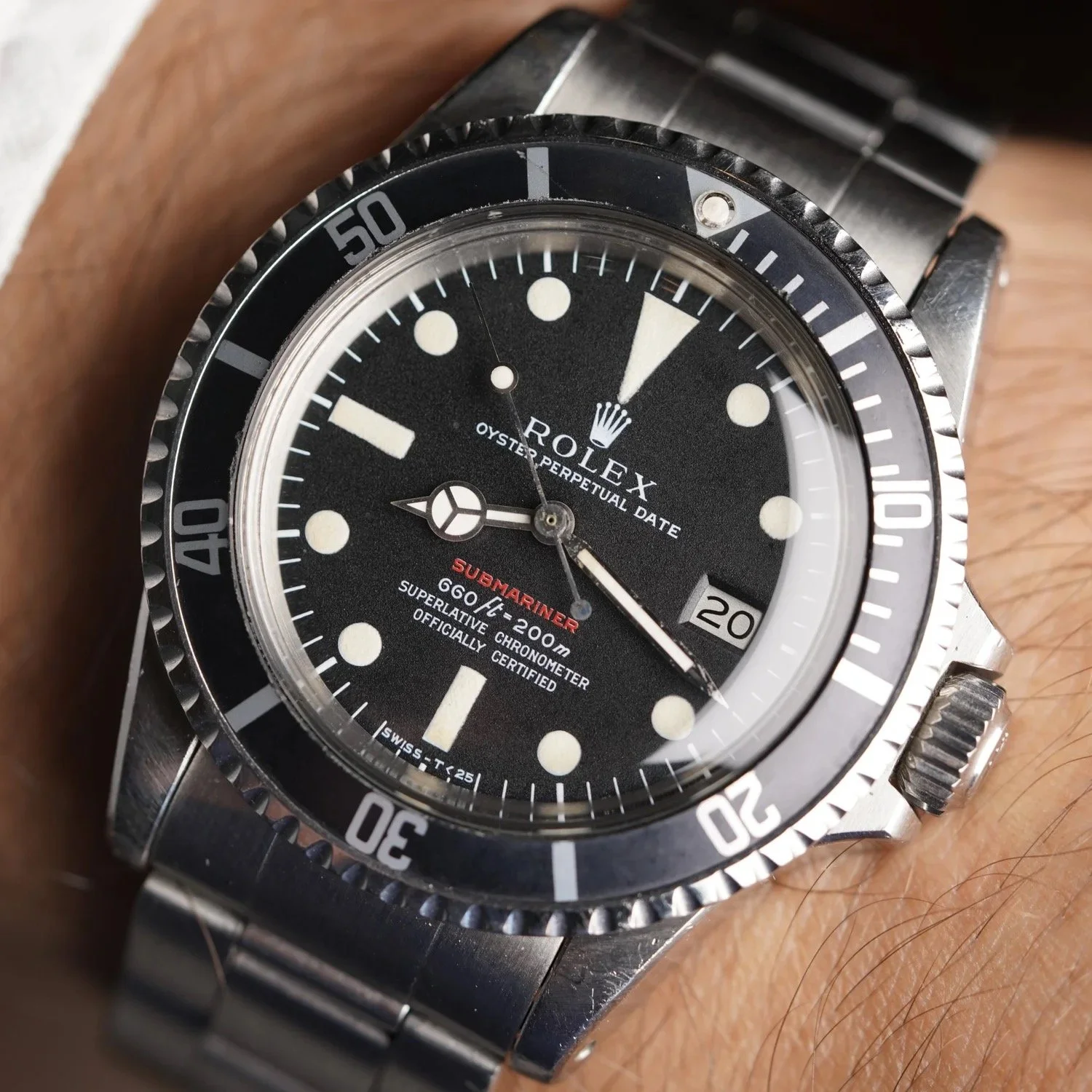 Rolex Feet First Red Submariner Reference 1680 Unpolished