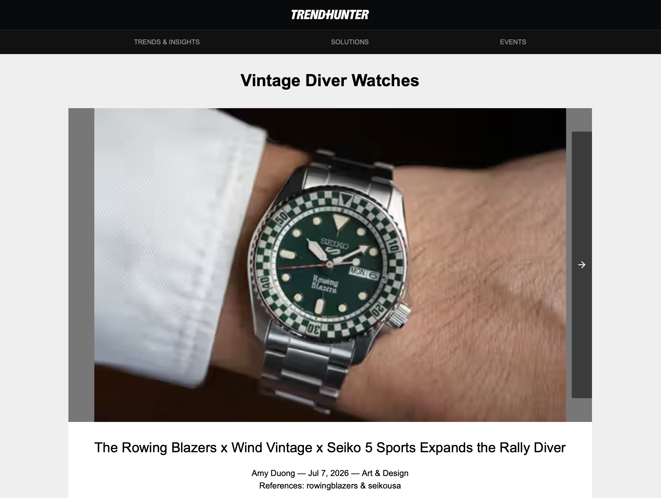 Trend Hunter: The Rowing Blazers x Wind Vintage x Seiko 5 Sports Expands the Rally Diver