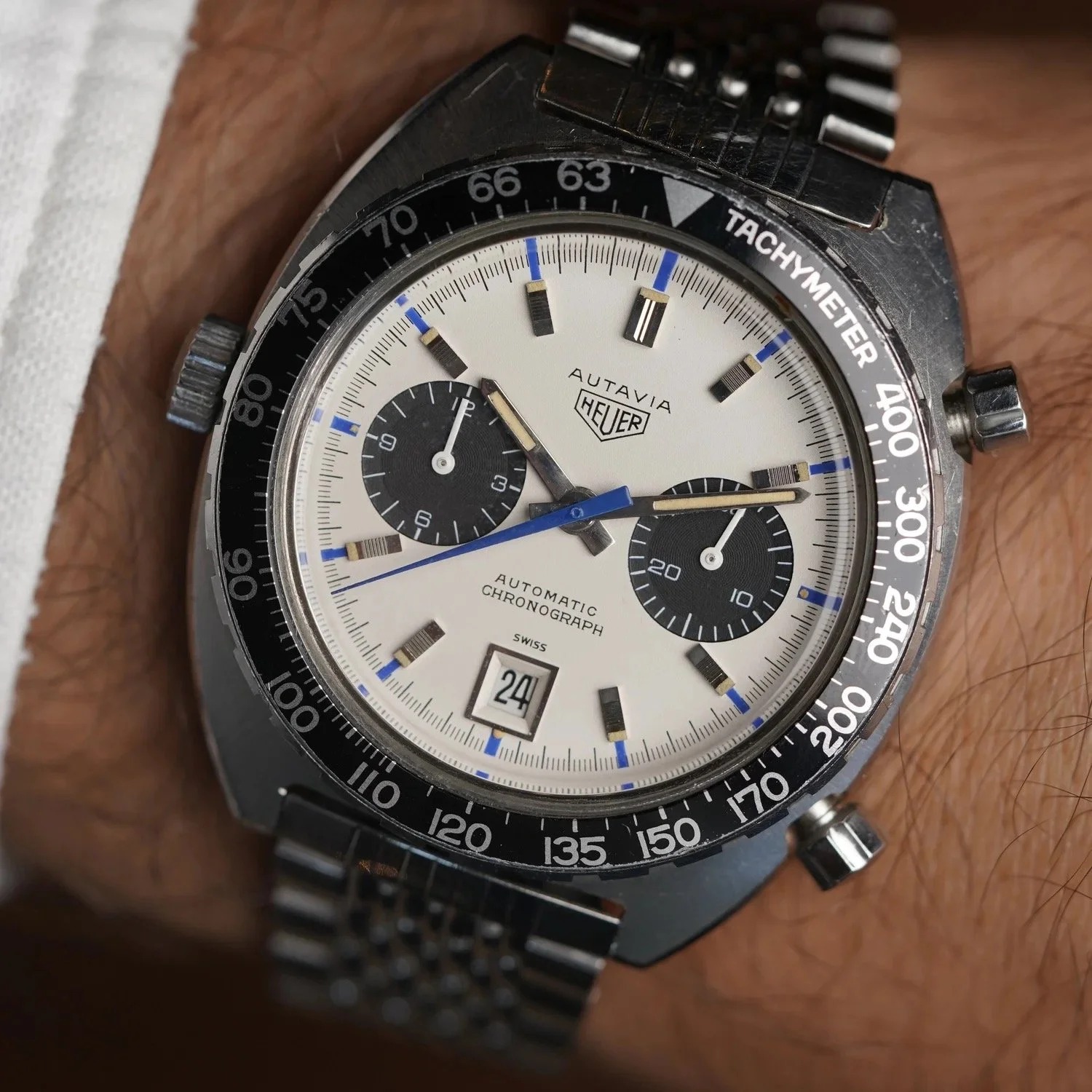 Heuer Jo Siffert Mk 2 Autavia Reference 1163 on GF Bracelet Unpolished