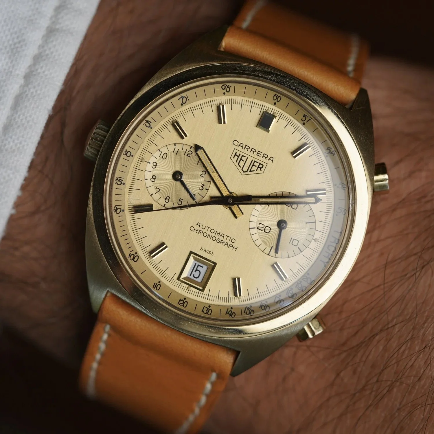 Heuer Carrera Reference 1158CH in 18K Yellow Gold Unpolished