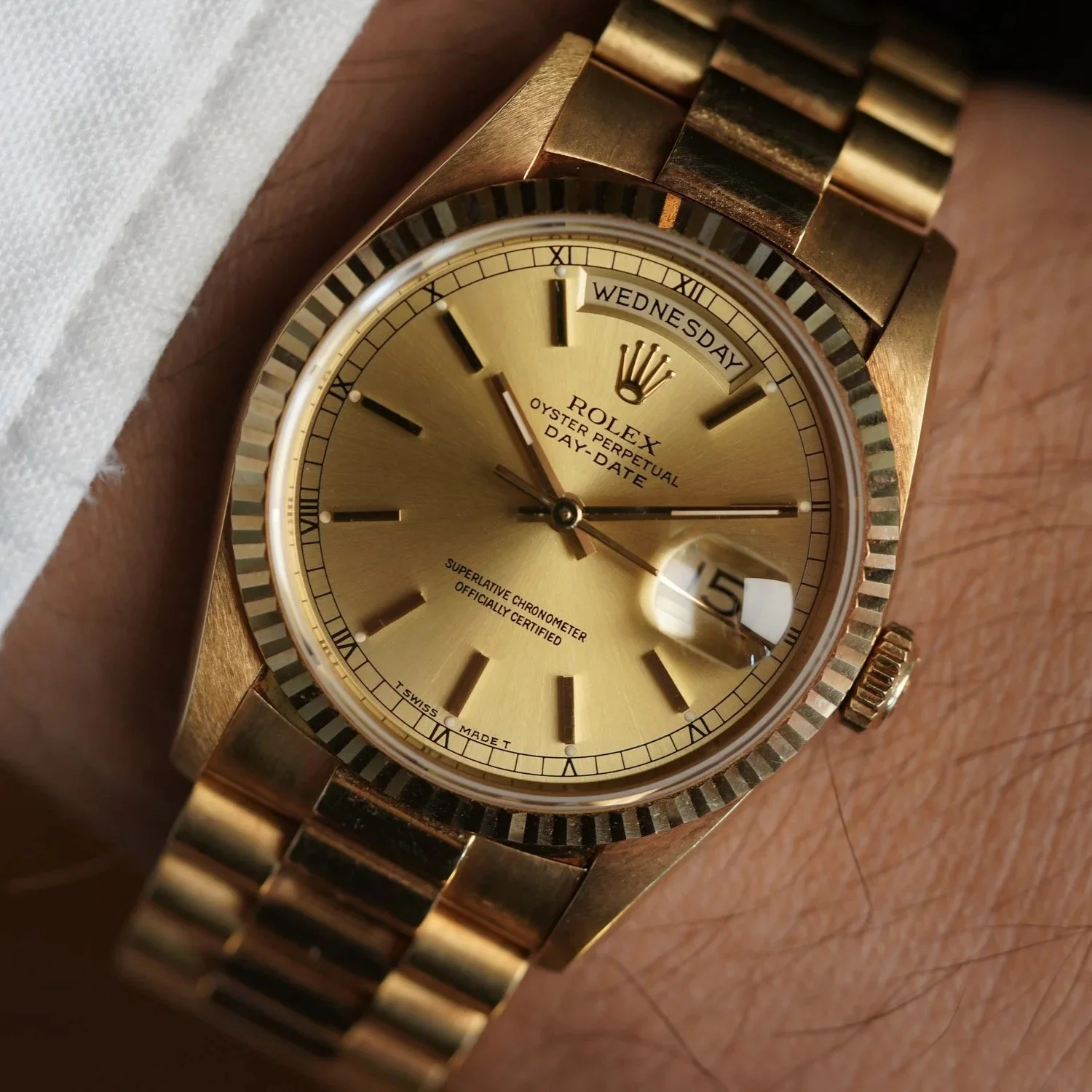 Rolex Day-Date Reference 18238 in 18K YG Unpolished
