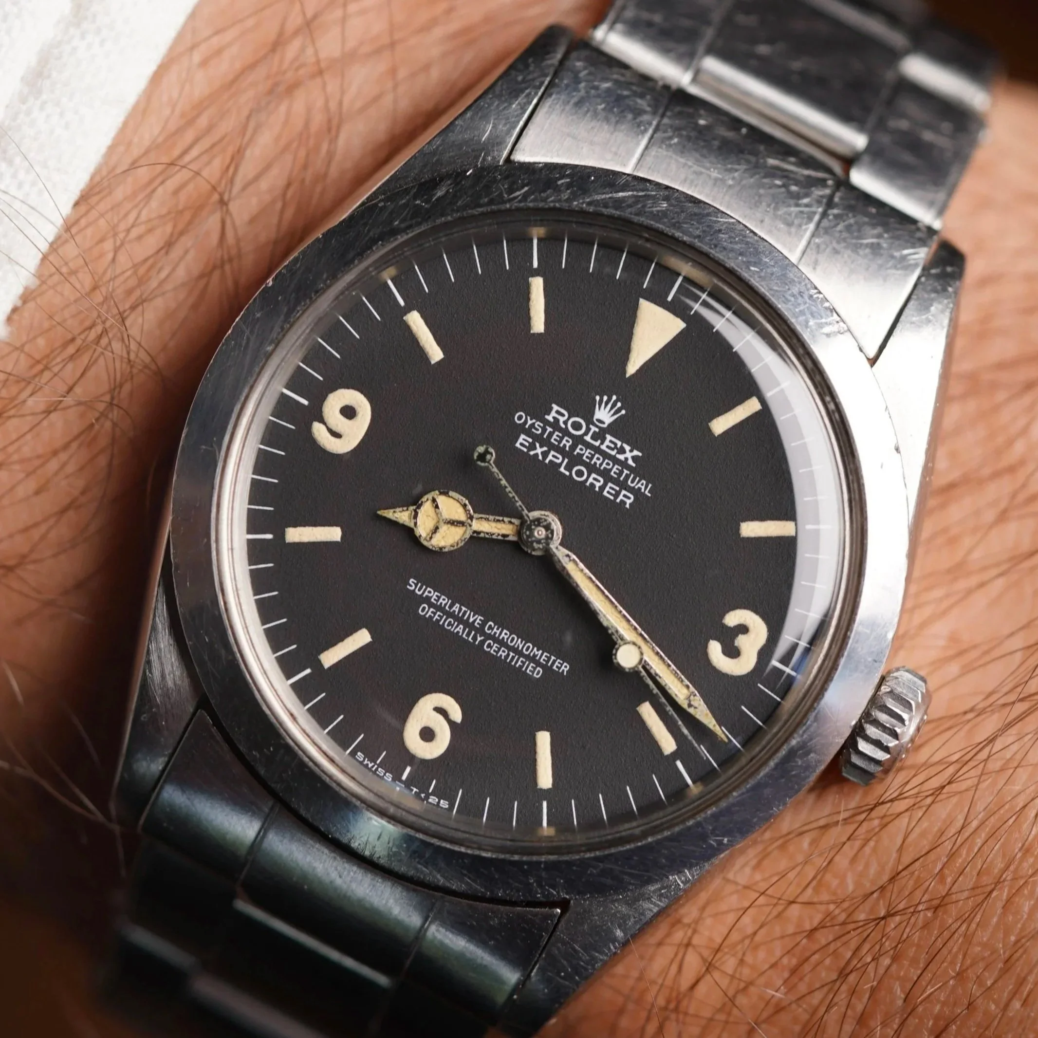 Rolex Frog Foot Explorer I Reference 1016 Unpolished Box &amp; Papers