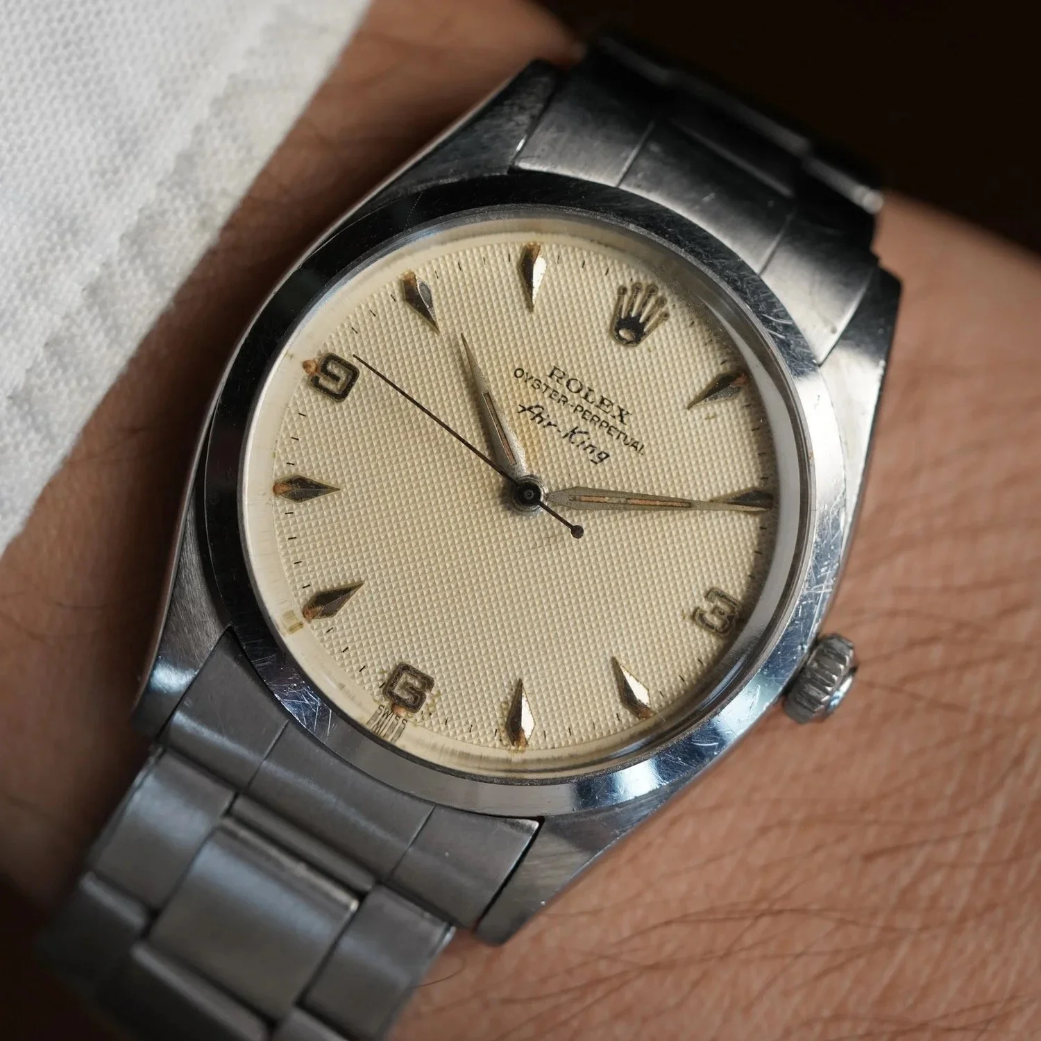 Rolex Explorer Honeycomb Dial Oyster-Perpetual Air-King Reference 5504 36mm Unpolished