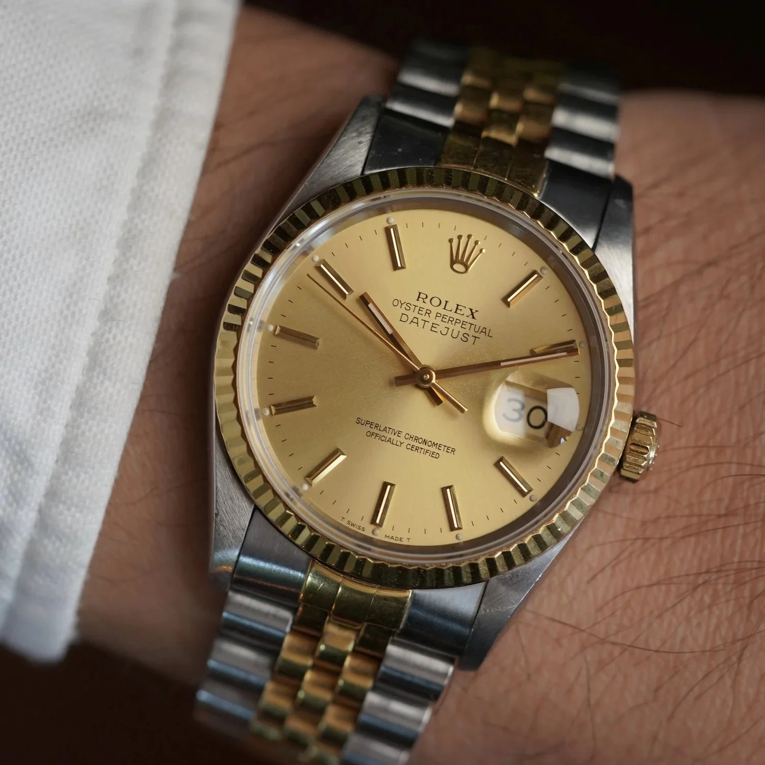 Rolex Two-Tone Champagne Dial Datejust Ref. 16233 Unpolished