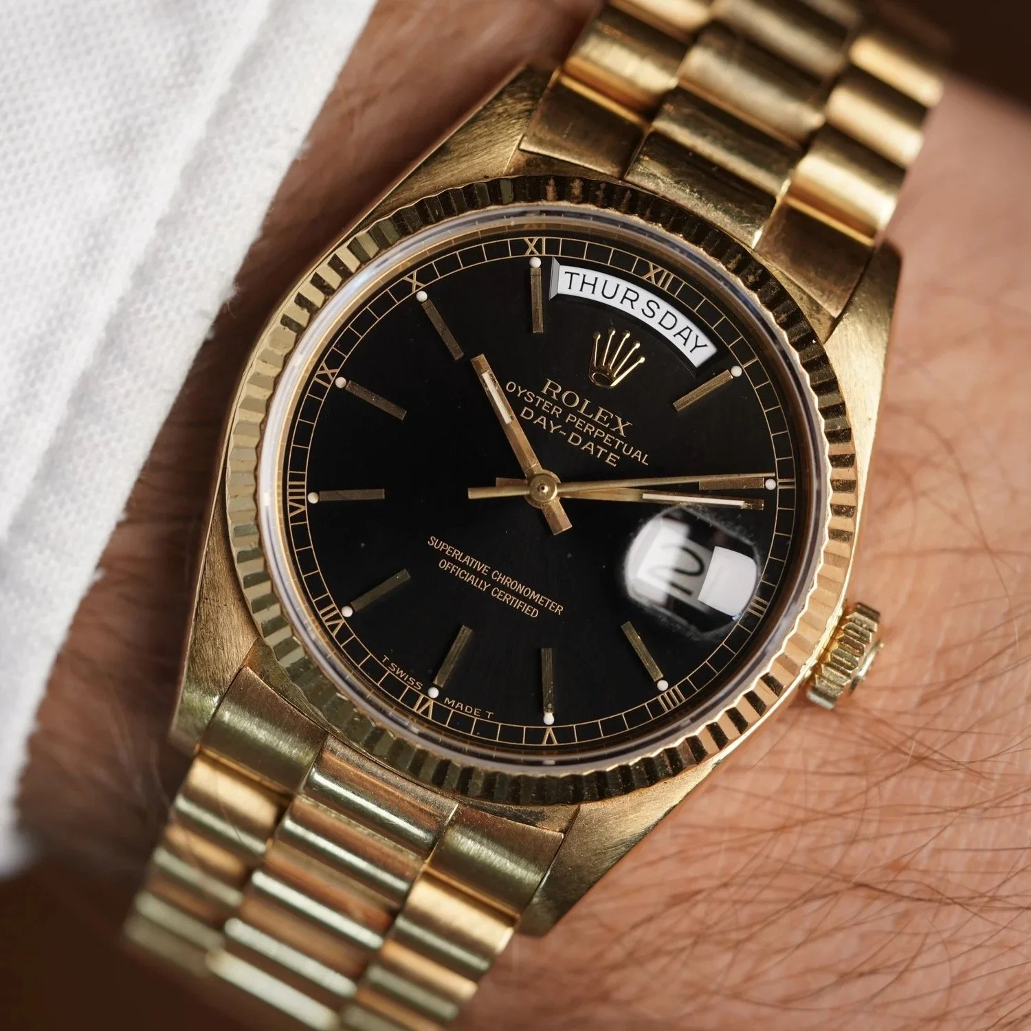 Rolex Day-Date Reference 18038 w/ Black Dial Unpolished