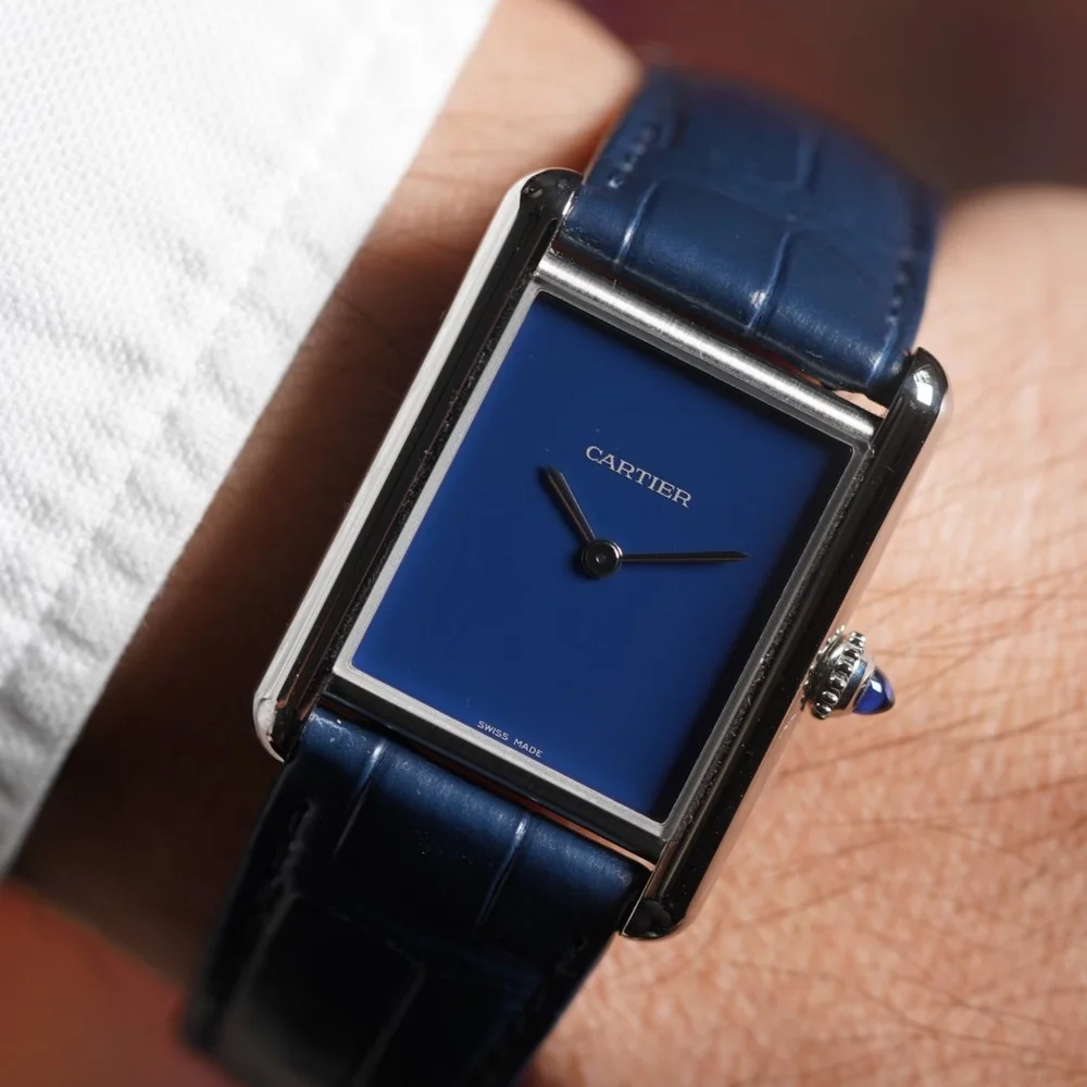 Cartier Blue Dial Tank Must de Cartier Unpolished — Wind Vintage