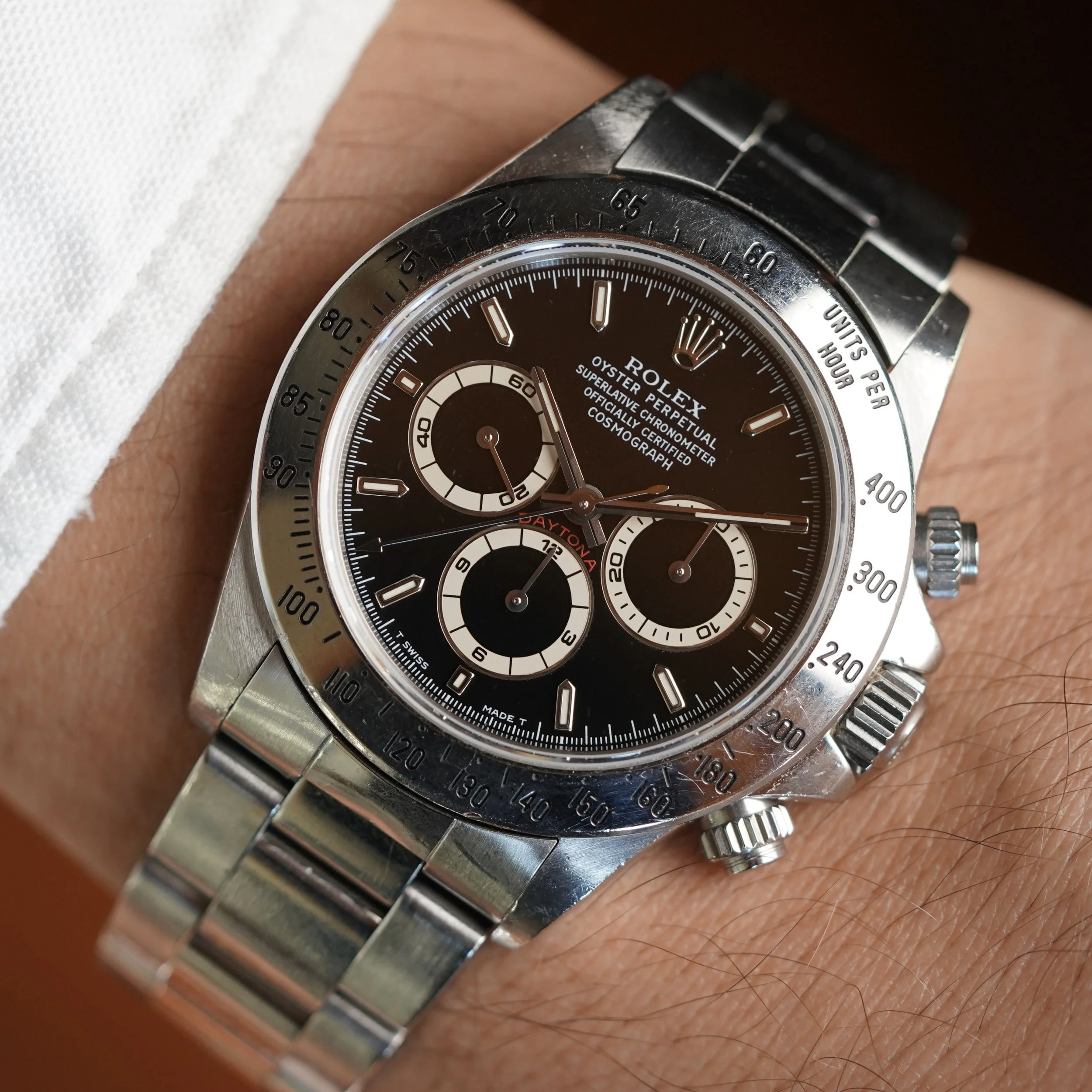 Rolex Zenith Black Dial Daytona Reference 16520 Unpolished