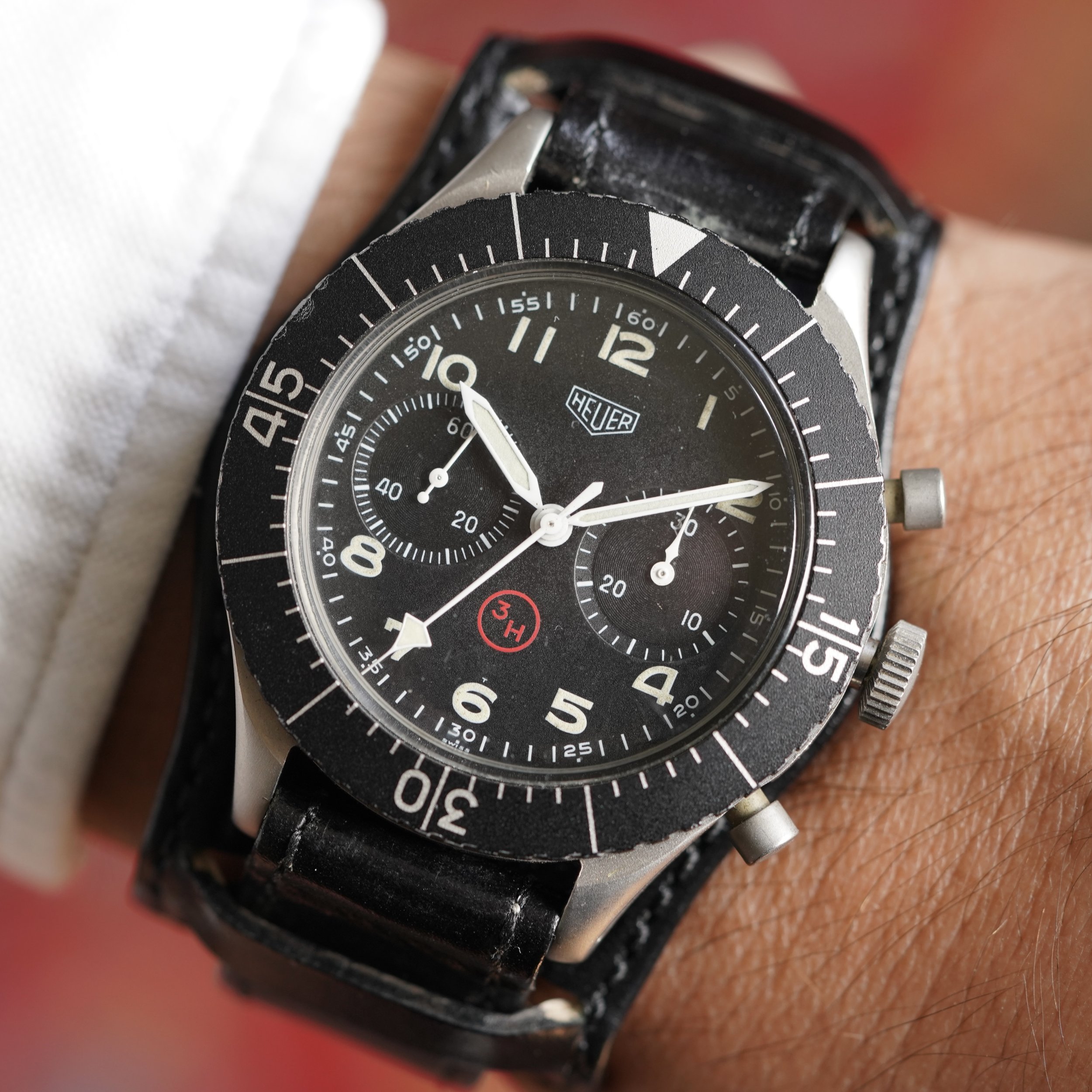 Heuer Bundeswehr Flyback Chronograph Unpolished Wind Vintage