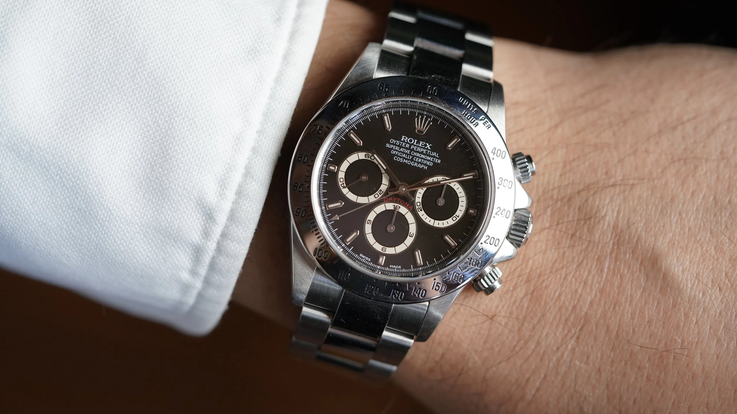 ラディ ブラック Rolex Zenith Daytona Black Dial Ref 16520 w RSC Service Card