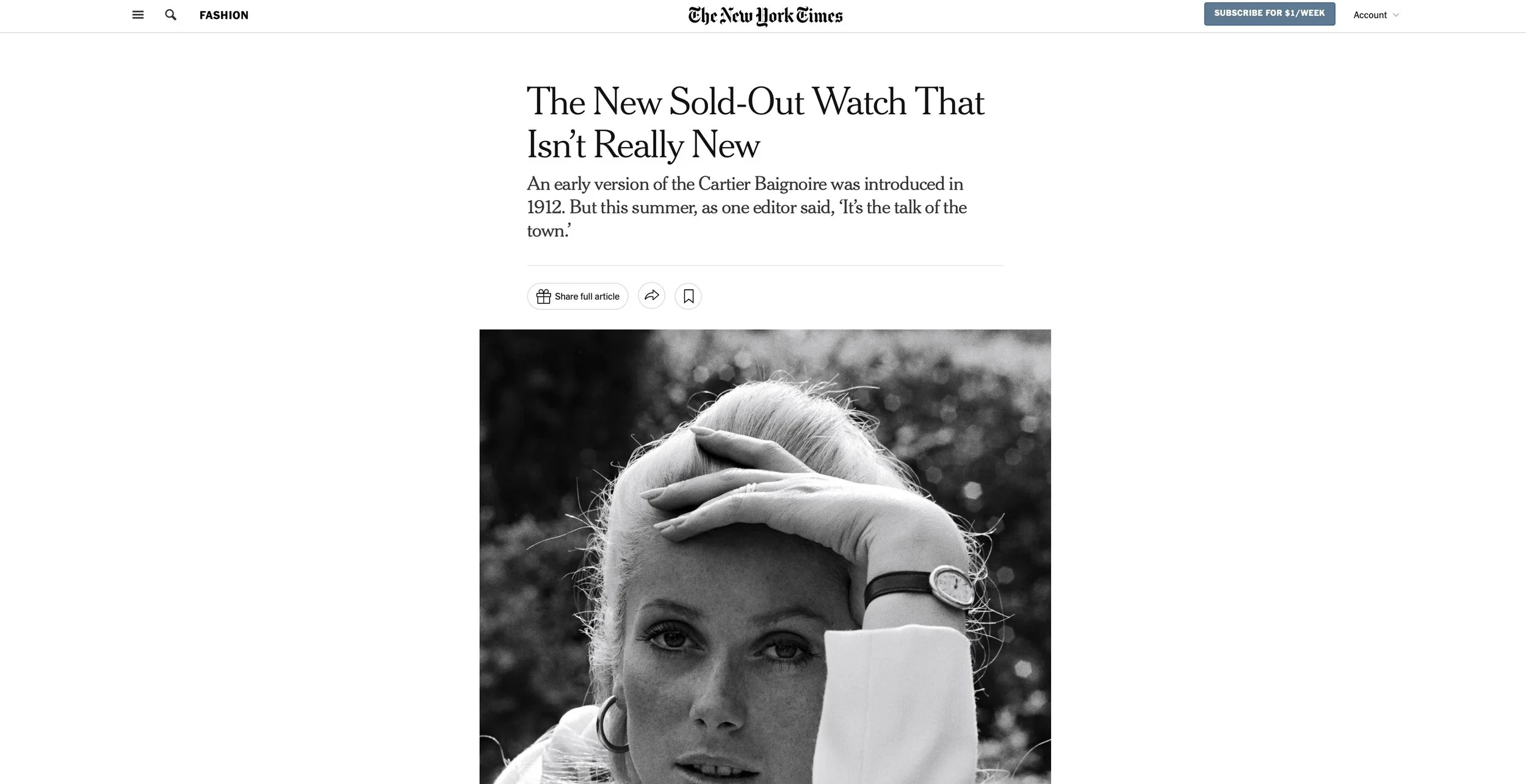 New York Times: Eric Wind Quoted on Cartier Timepieces