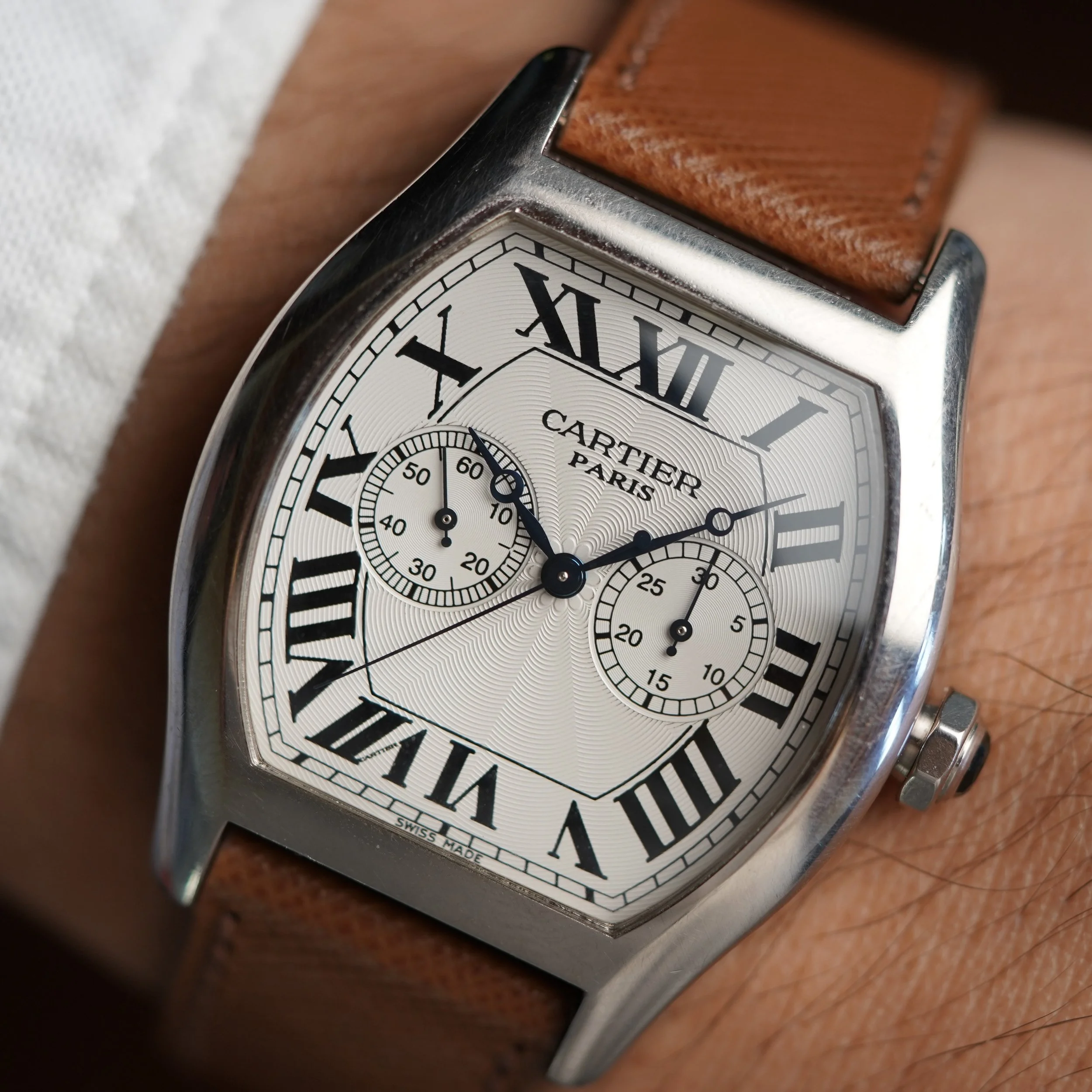 Cartier Tortue Monopoussoir Chronograph W1546551 in Platinum Full Set