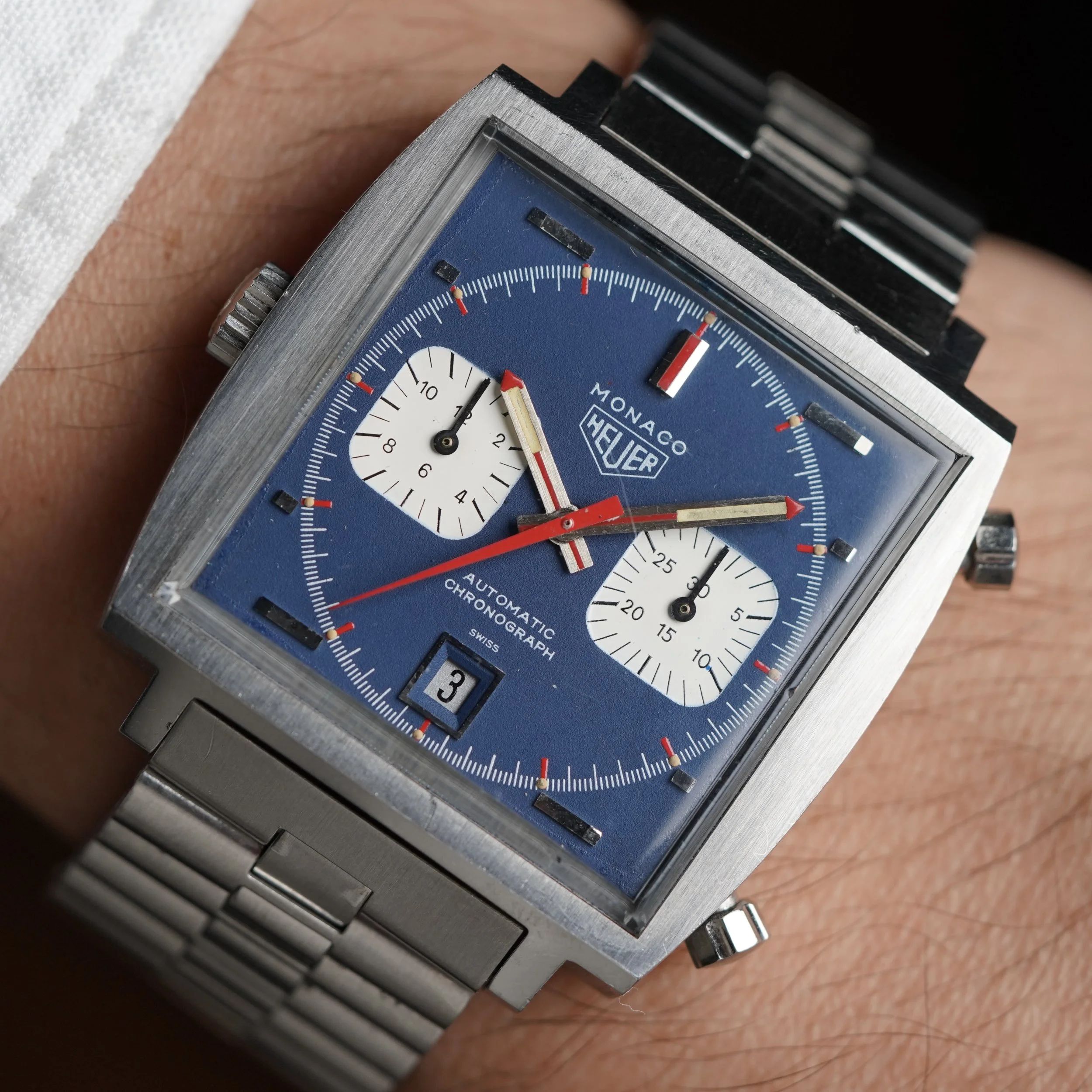 Heuer Monaco Reference 1133B on NSA Bracelet Unpolished