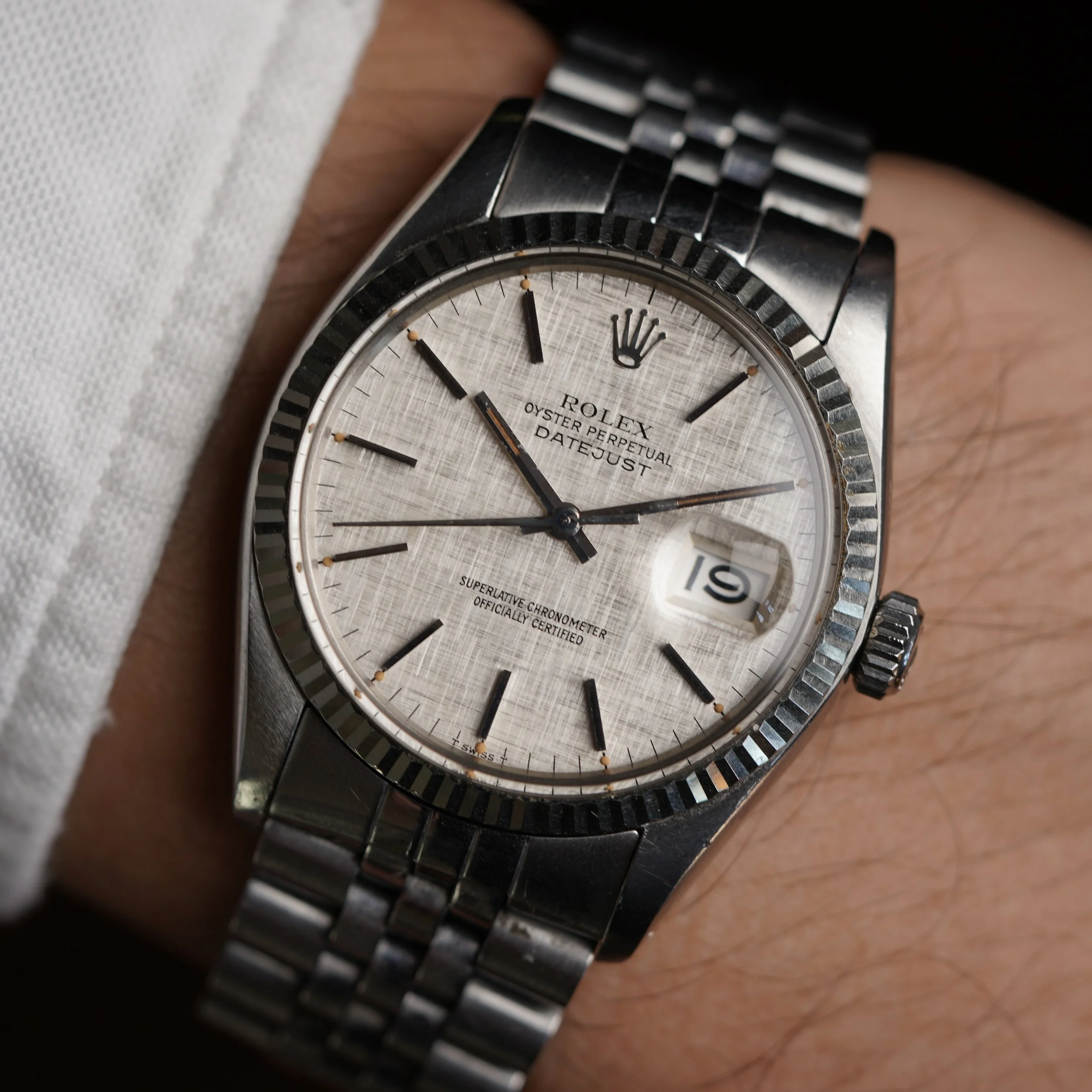 Rolex Linen Dial Datejust Reference 16014 Unpolished