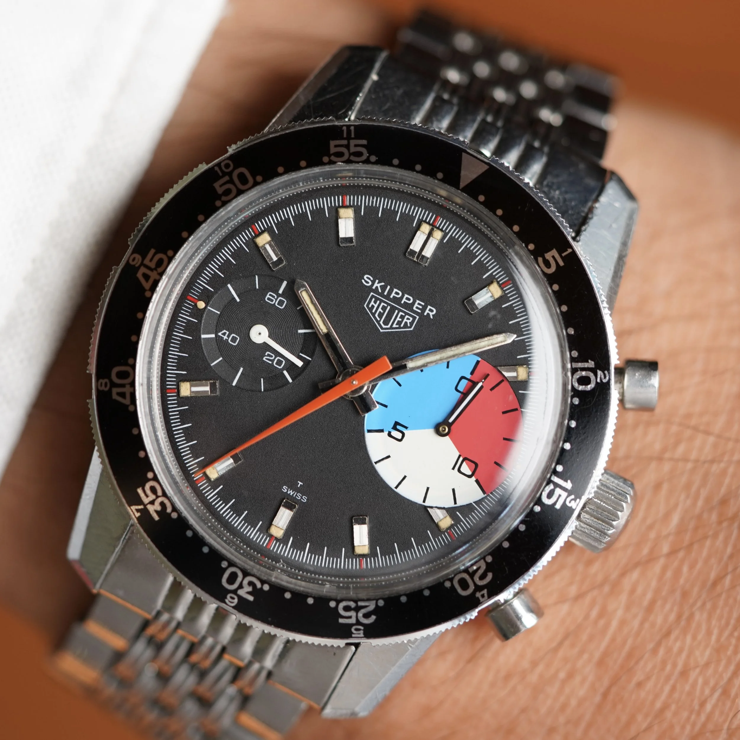 Heuer Skipper Autavia Ref 7764 HM on GF Bracelet Unpolished  w/ Box