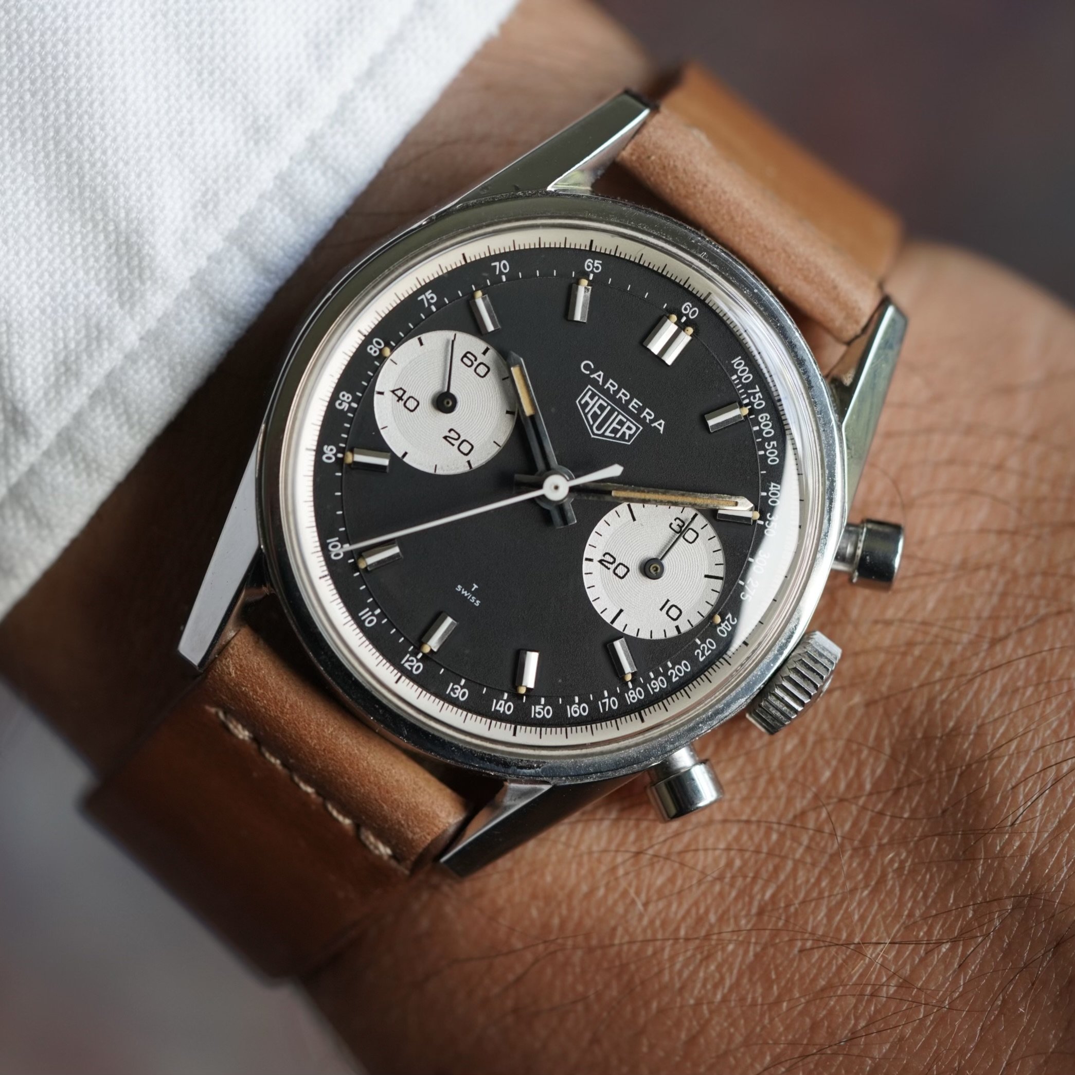 Heuer Carrera Inverse Panda Reference 7753 NST Wind Vintage