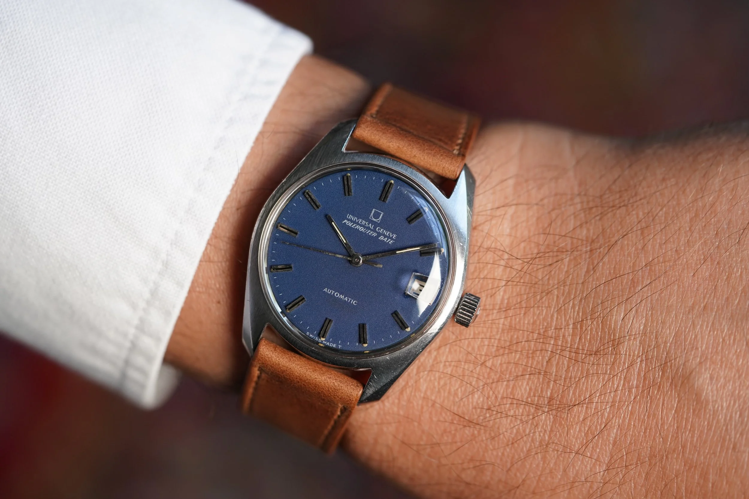 Universal Genève Polerouter Date Reference 869119/11 with Blue Dial