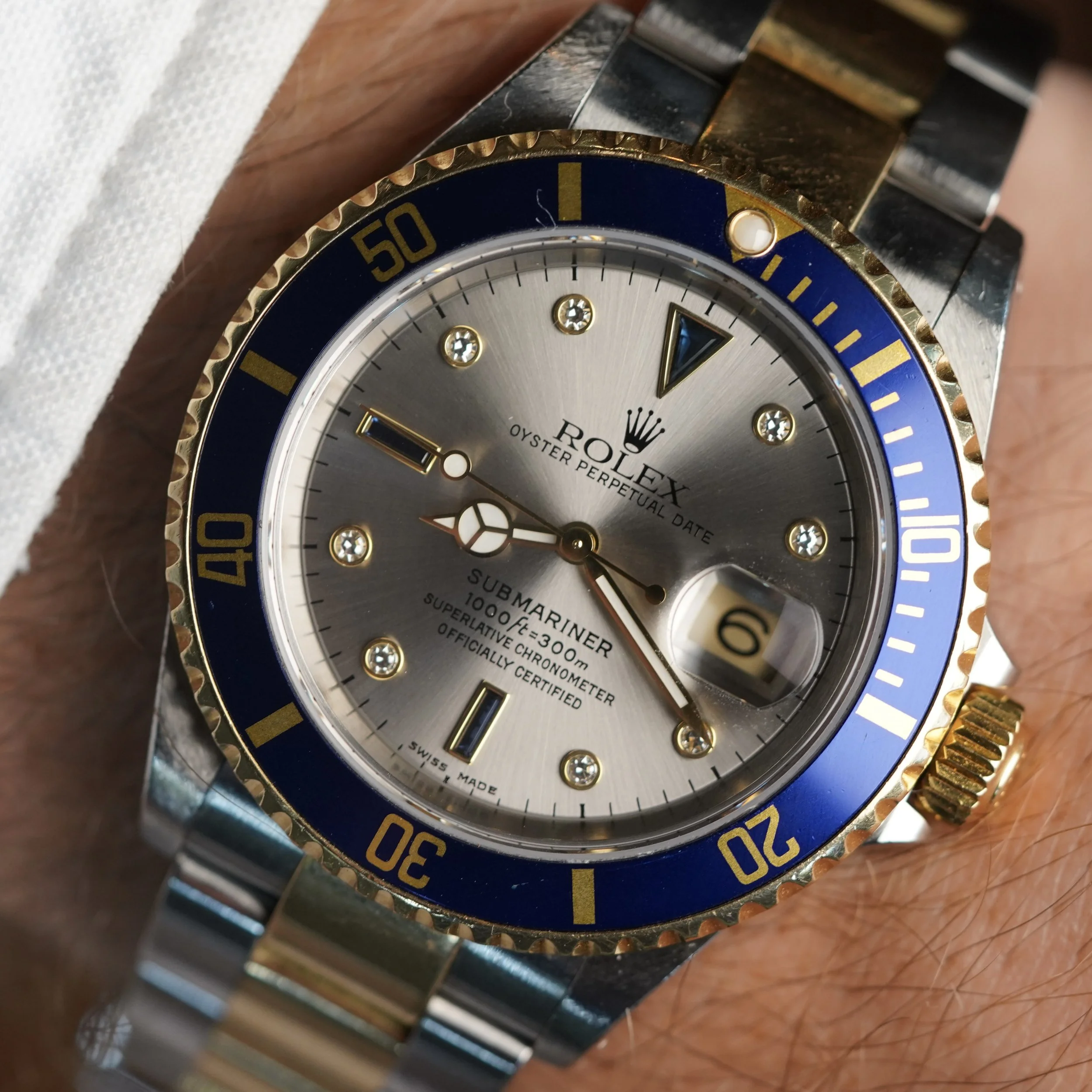 その他 SILVER Rolex Serti Submariner Ref. 16613 Full Set — Wind Vintage