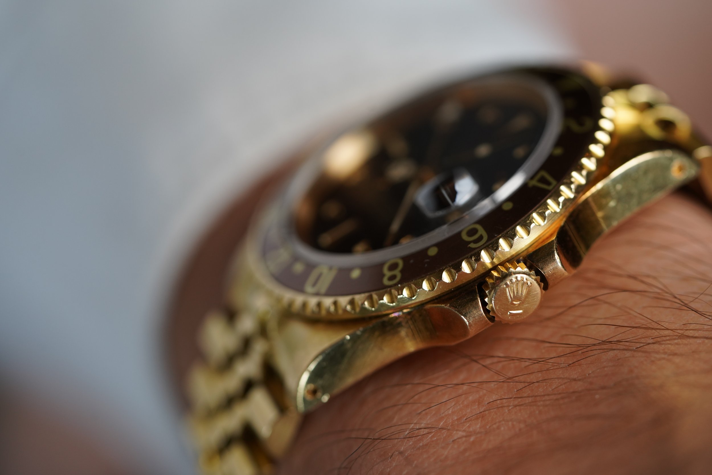 Rolex GMT-Master Reference 16758 in 18K Yellow Gold Unpolished w