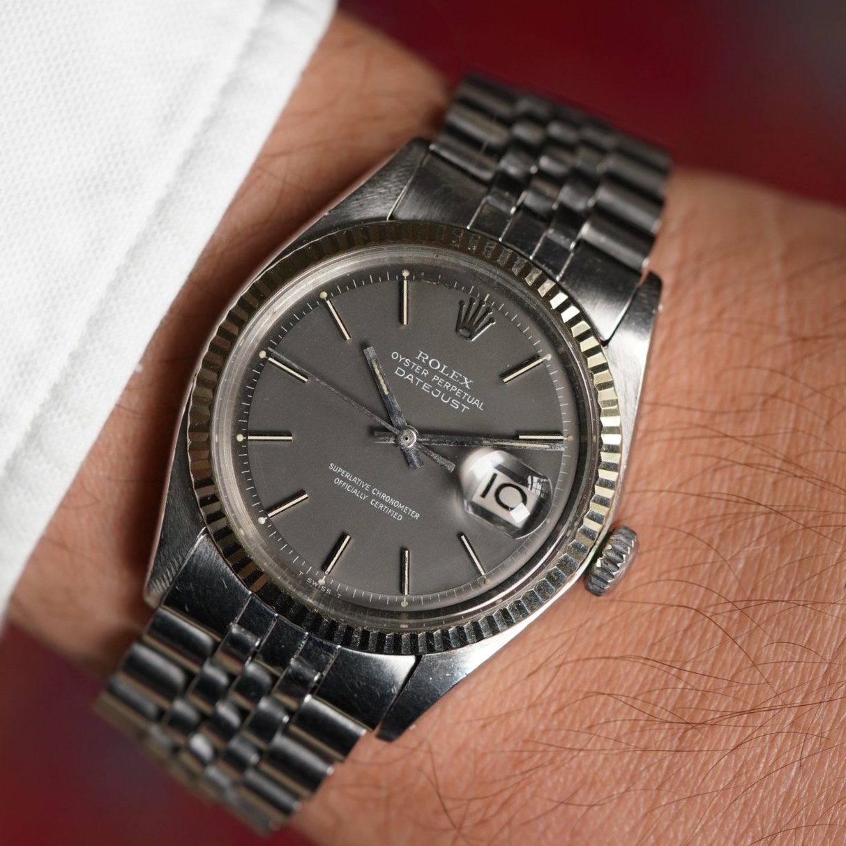 Rolex Grey Rolex Grey Dial Datejust Reference 1601 Unpolished — Wind Vintage