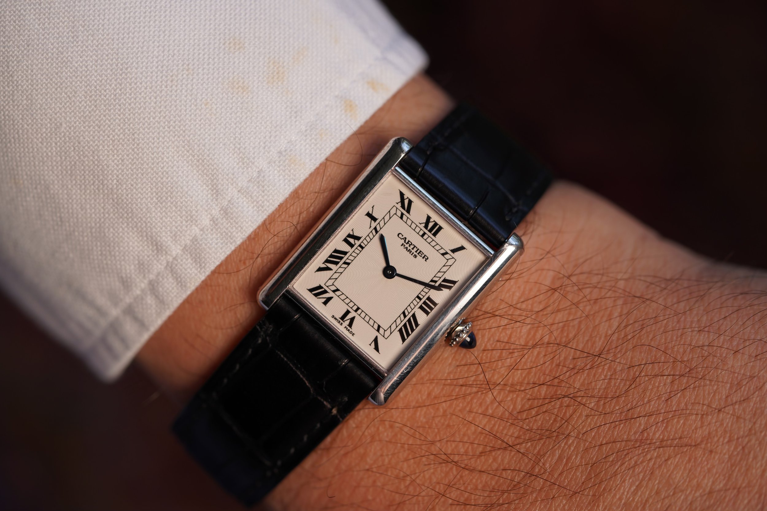 Cartier tank louis black strap online