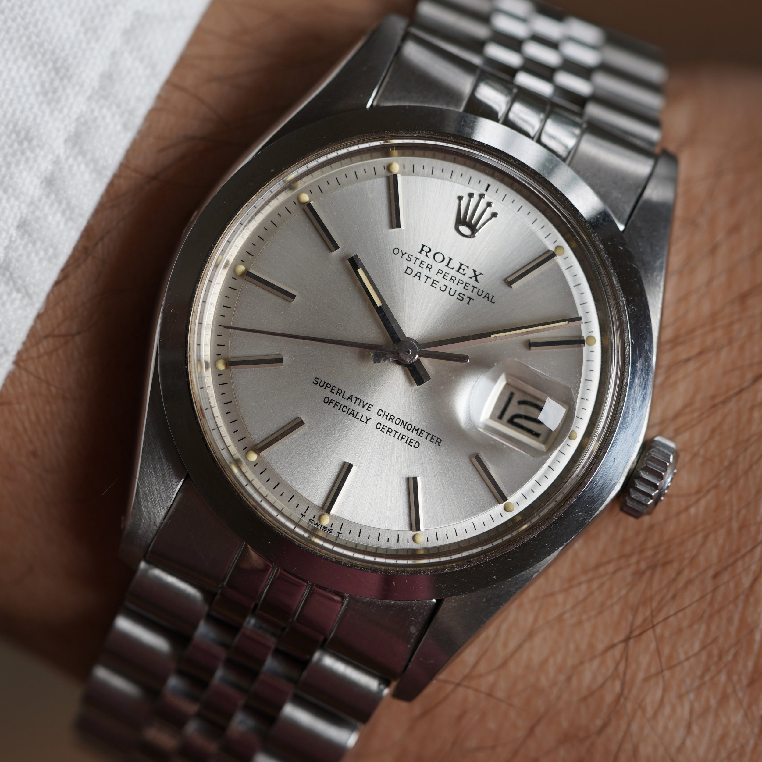 Rolex Silver Dial Datejust Reference 1600 Full Set — Wind