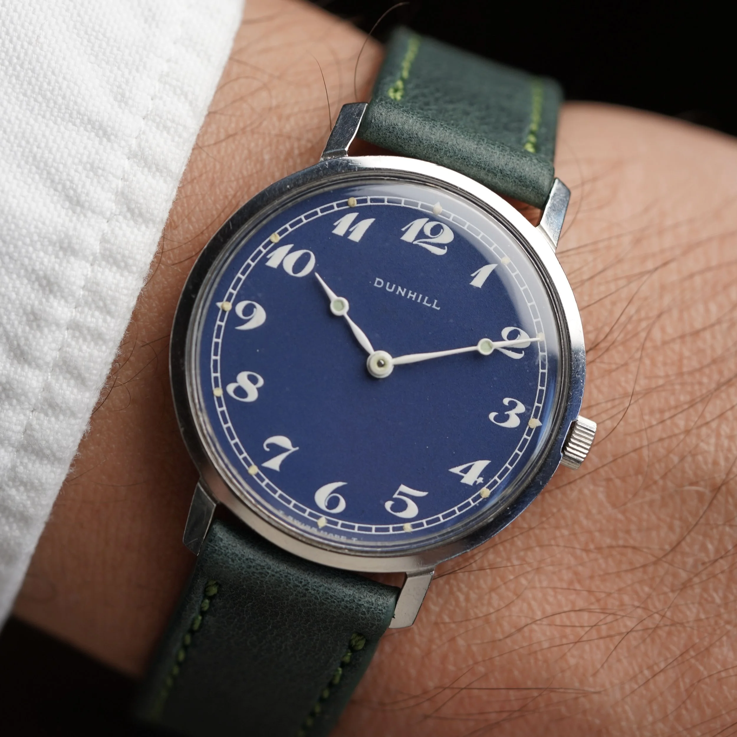 Dunhill Time-Only Blue Dial Breguet Numerals by Jaeger-LeCoultre Unpolished