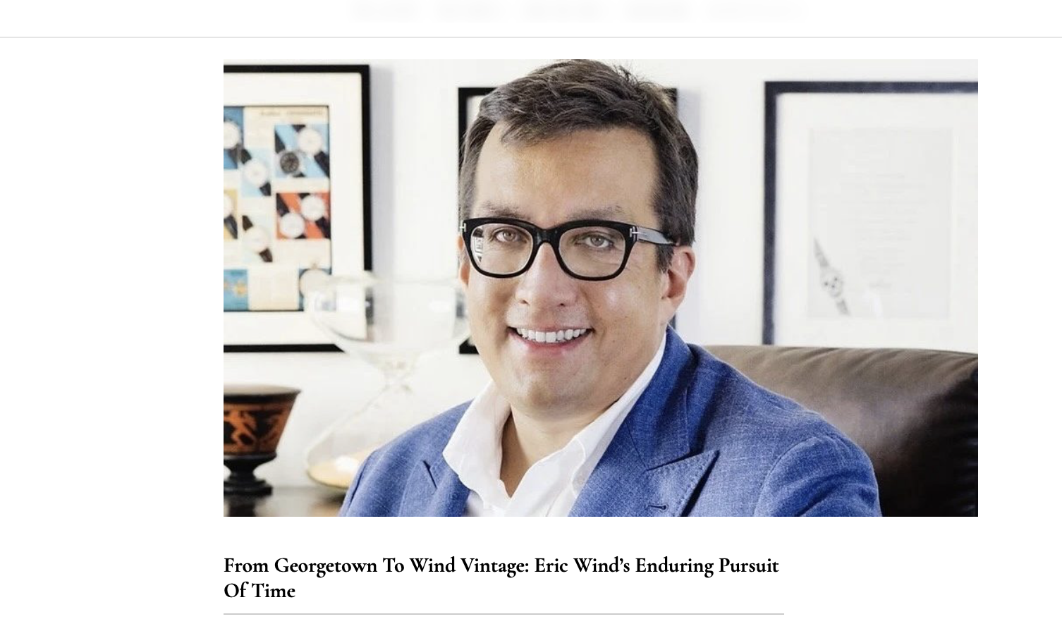 Haute Time: Eric Wind Profiled