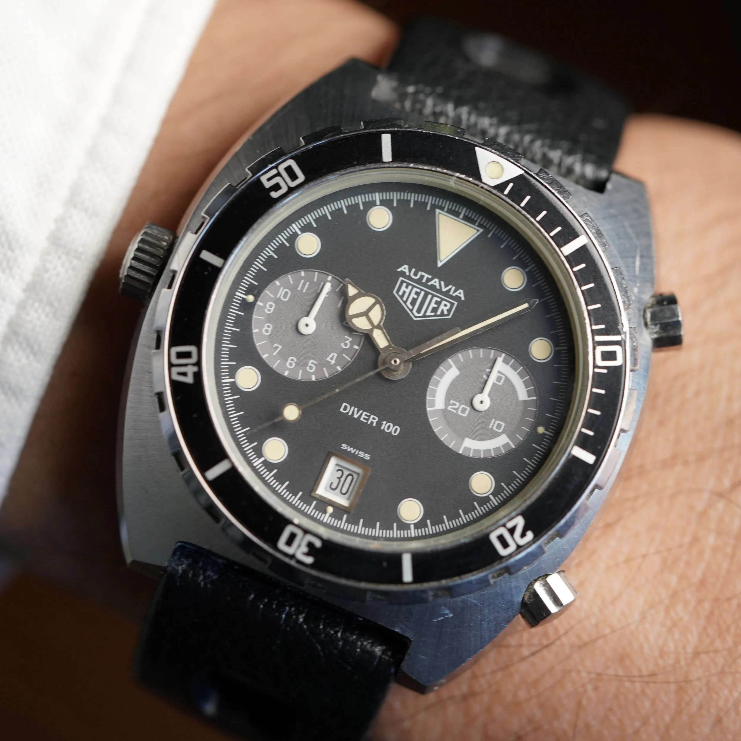 Heuer Autavia 11063P Diver 100 Unpolished w/ Box