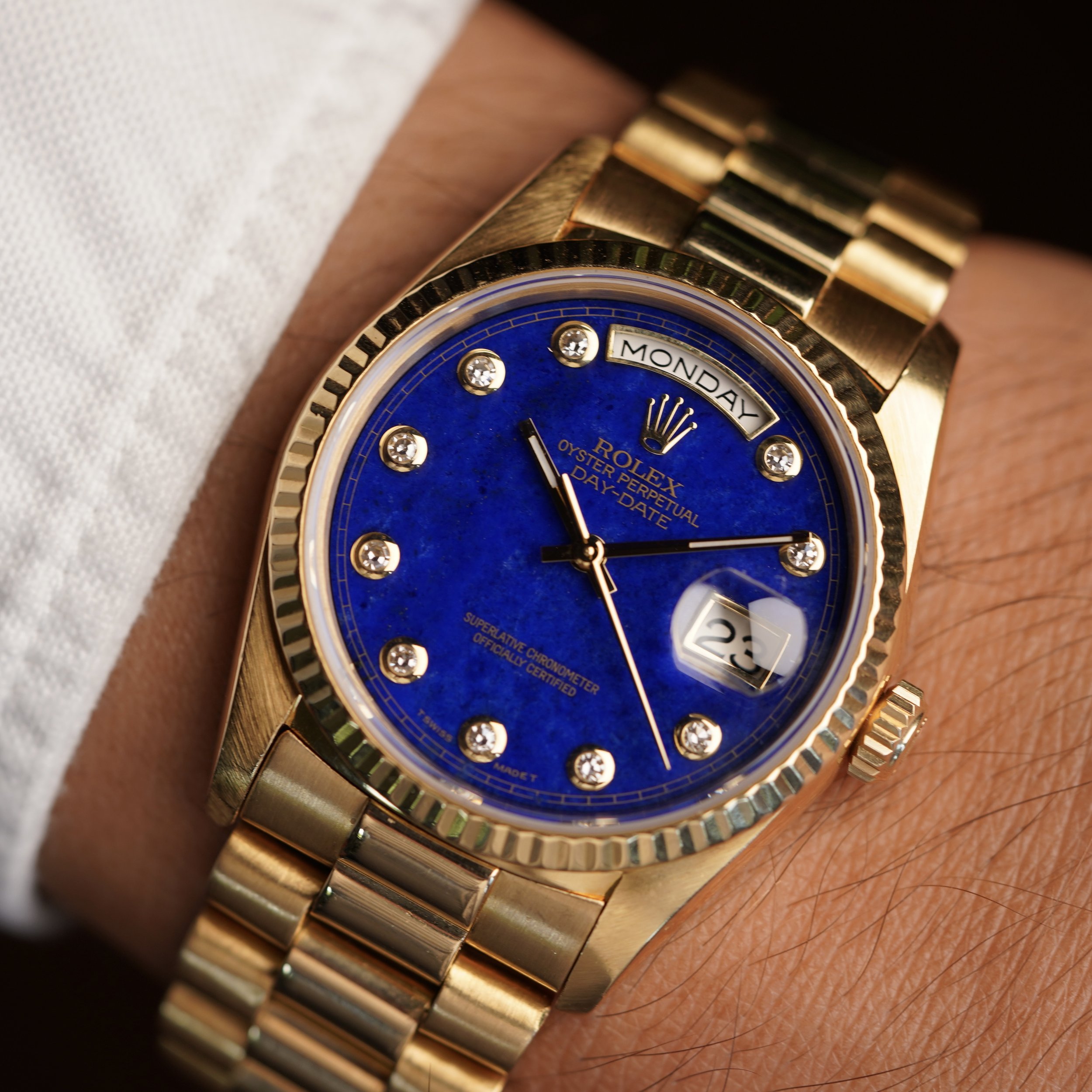 Rolex Day-Date Lapis/Diamond Dial Reference 18238 Full Set w/ Service Card