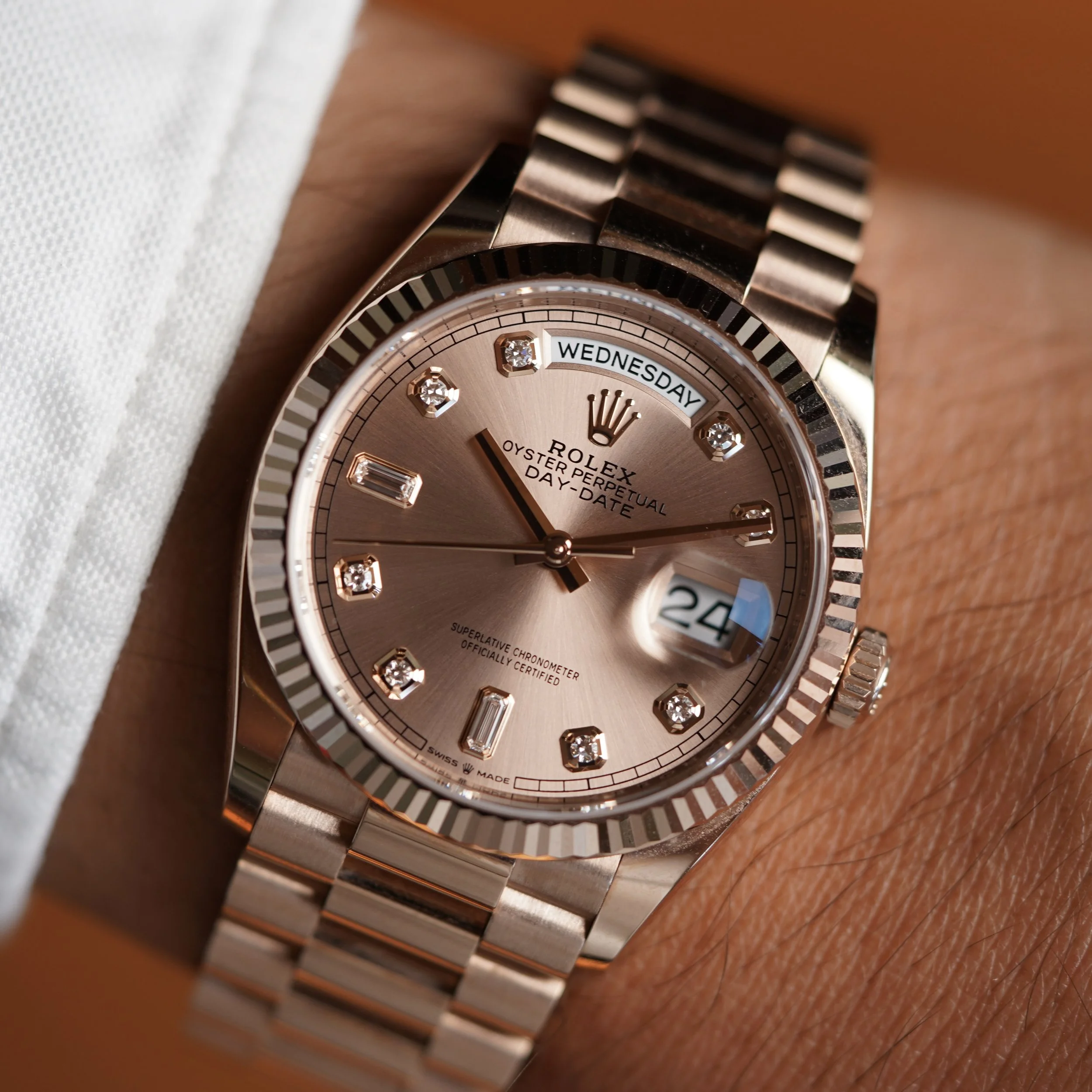Rolex Day-Date Ref. 128235 Rose Gold Diamond Dial Full Set 