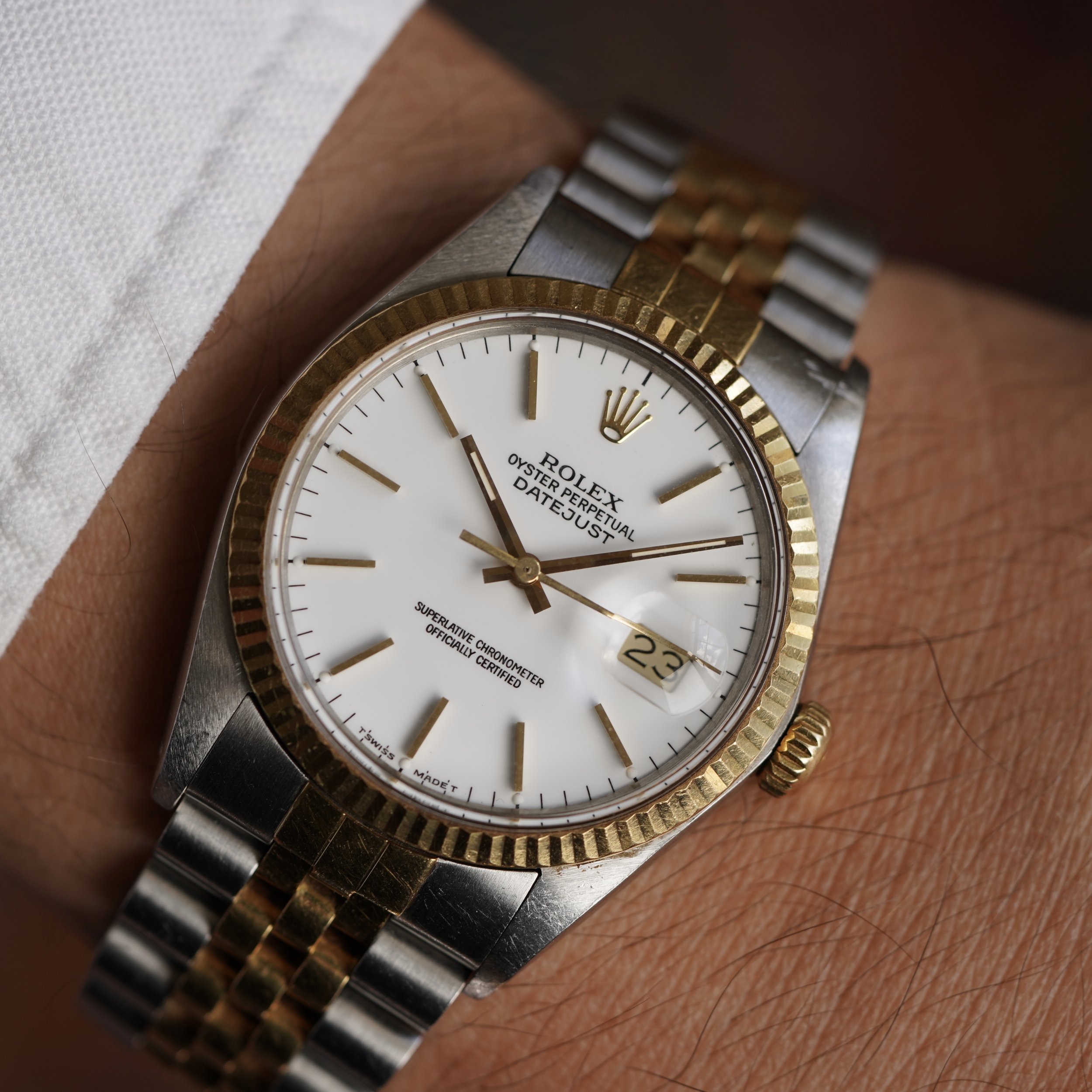 Rolex Two-Tone Datejust Reference 16013 Unpolished — Wind Vintage