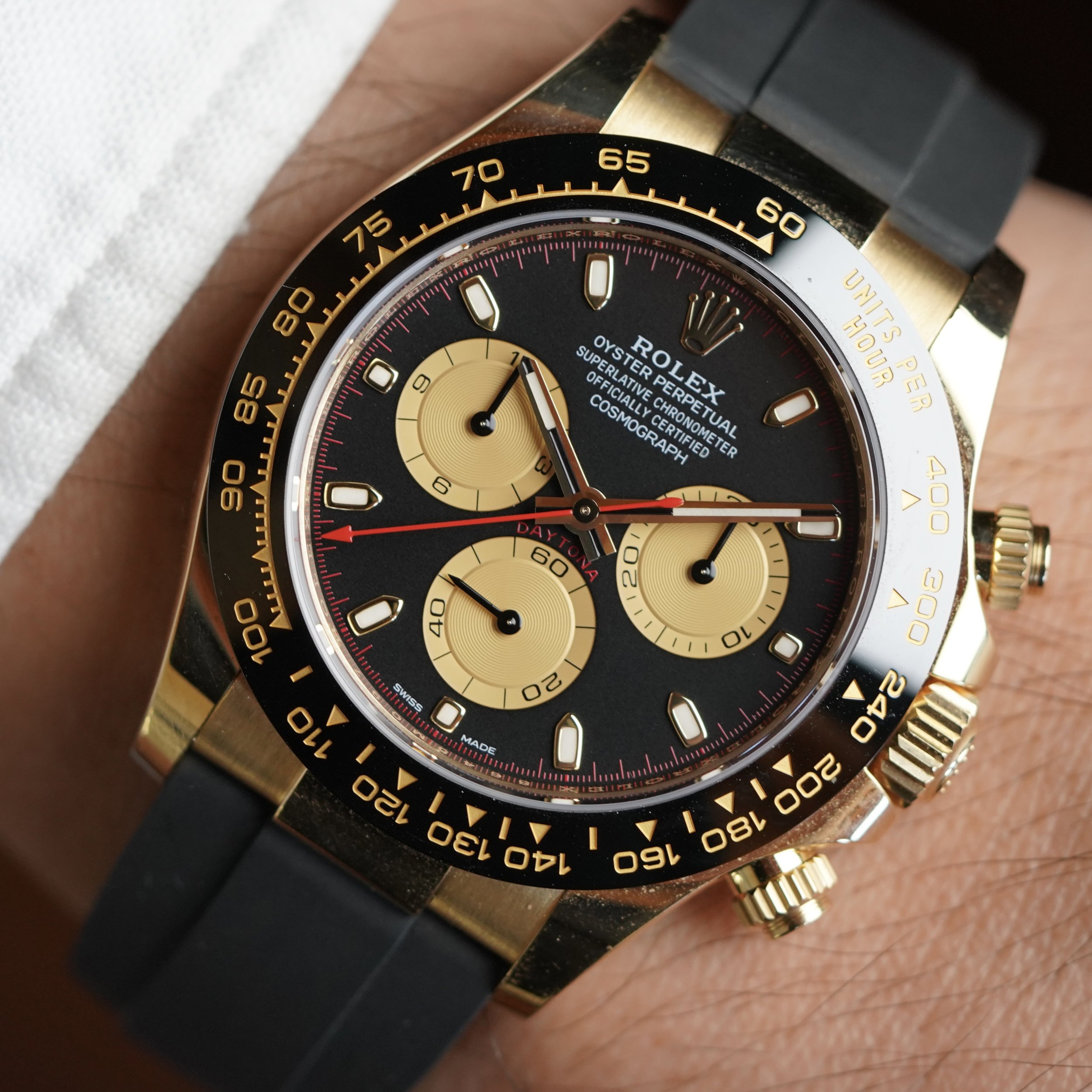 Rolex Paul Newman Dial Daytona 116518LN in 18K YG on Oysterflex Unpolished Full Set