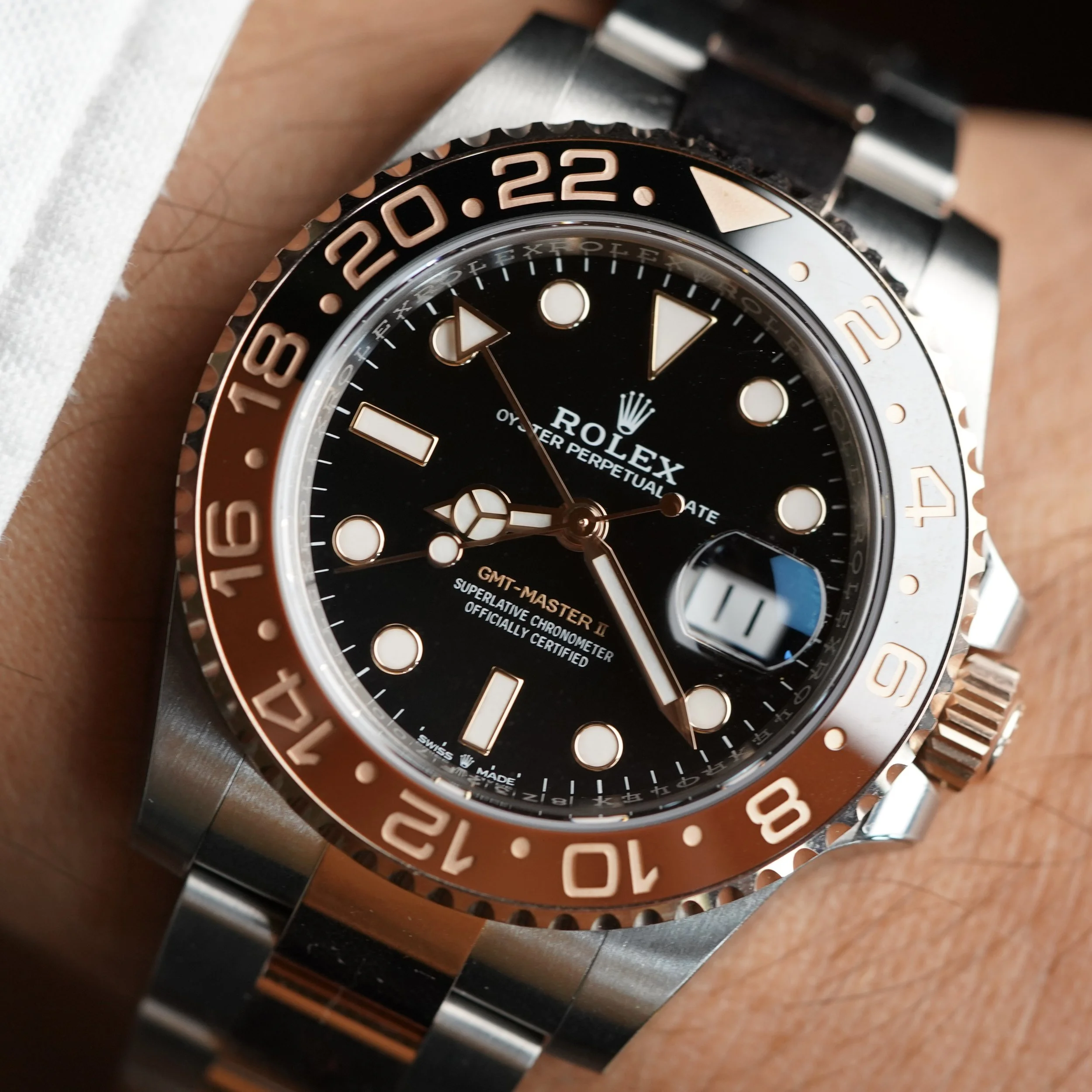 Rolex GMT-Master II Ref 126711CHNR Box &amp; Papers Unpolished Brand New Partially Stickered
