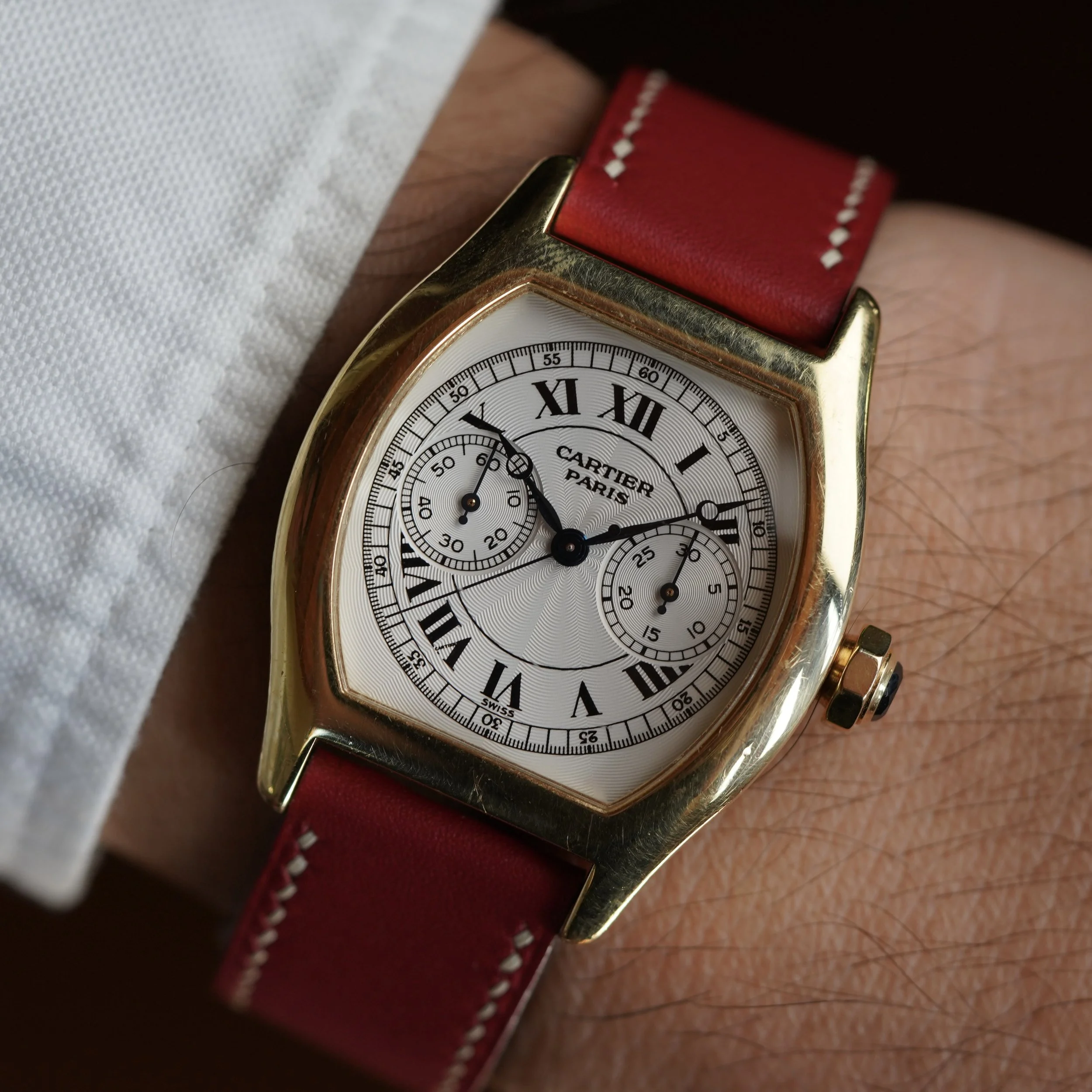 Cartier Tortue CPCP Monopoussoir Chronograph 2356E w/ Service Papers