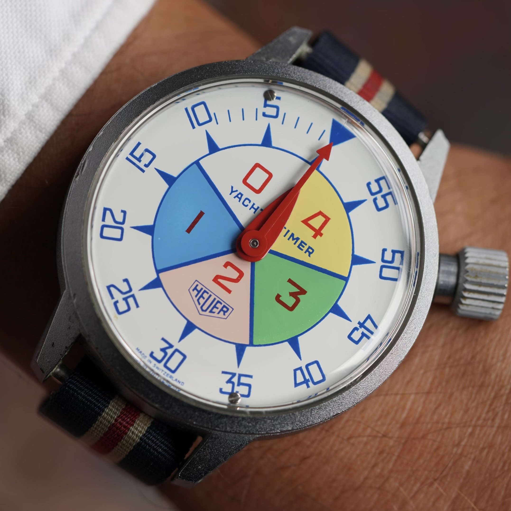 Heuer Yacht Timer On Original Strap Wind Vintage