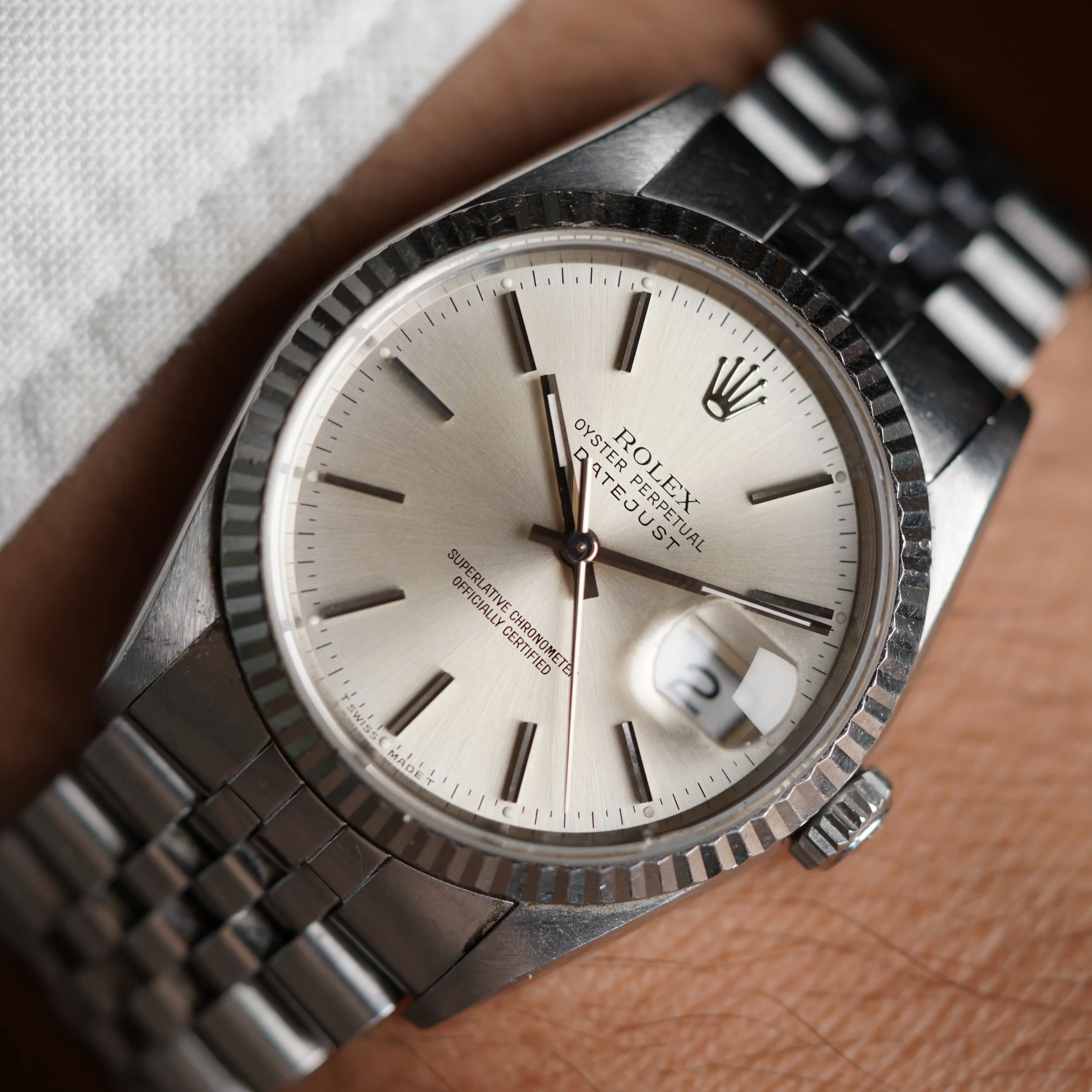 Rolex Datejust Reference 16234 Unpolished Silver Dial