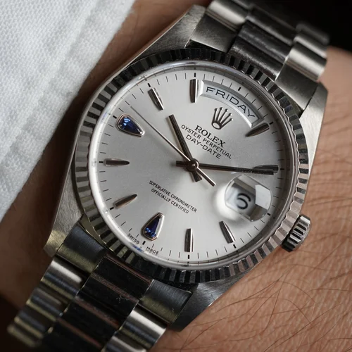 Rolex Day-Date Reference 18239 in White Gold w/ Sapphire Tear Drop