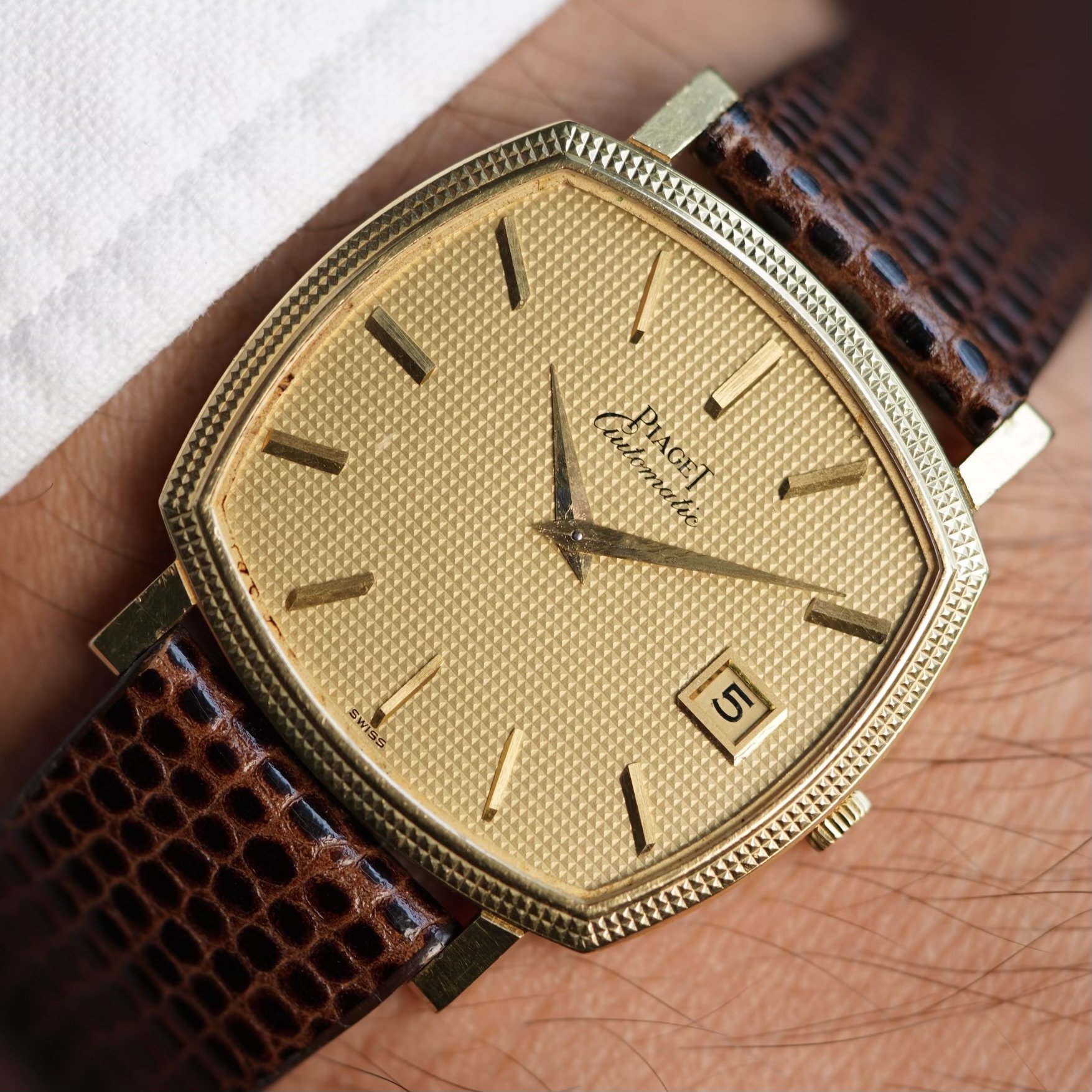 Piaget Gold Hobnail Automatic Wristwatch — Wind Vintage
