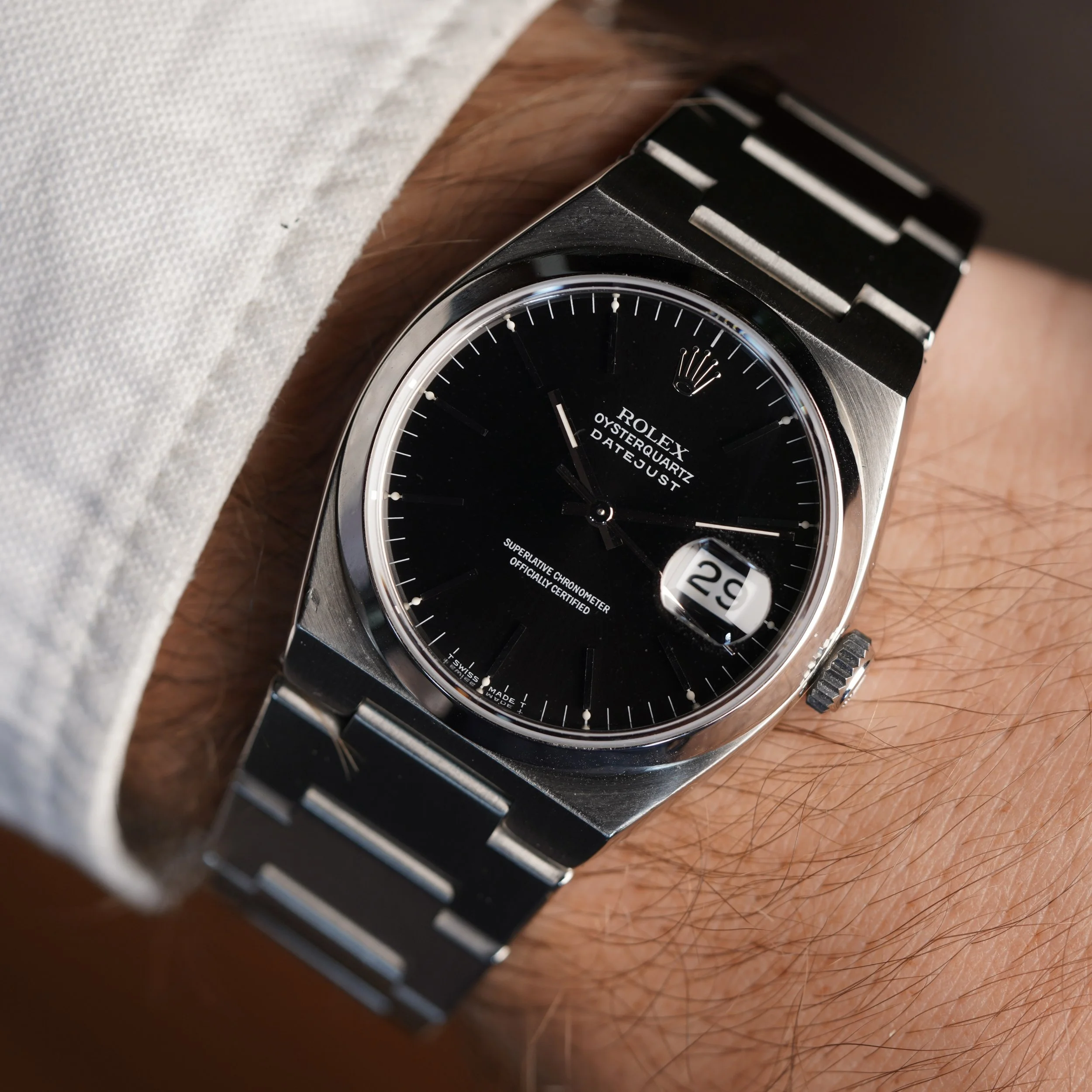 Rolex Black Dial Datejust Oysterquartz Reference 17000 Box & Papers ...