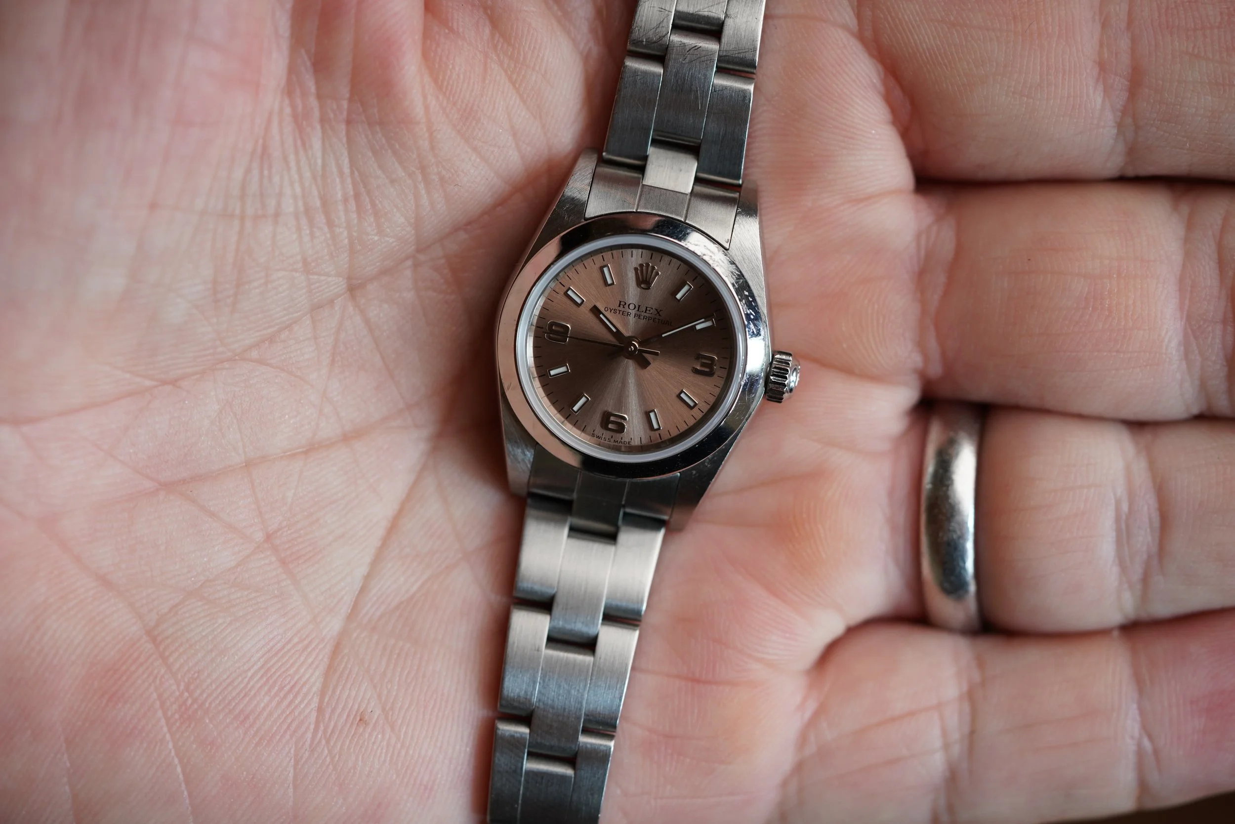 Rolex Ladies Pink Explorer Dial Oyster Perpetual Ref 76080