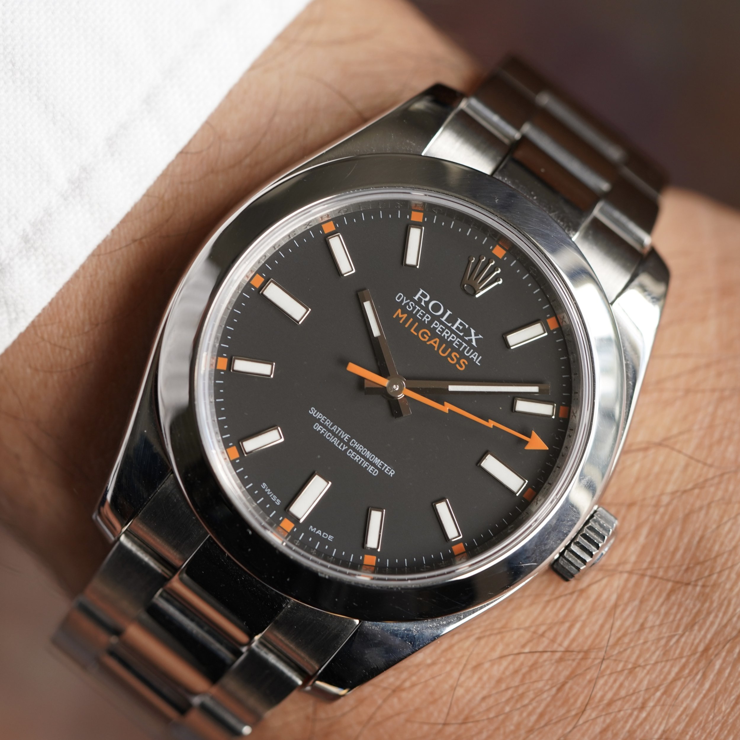 Rolex Milgauss Reference 116400 Black Dial w/ Box and Service Card ...