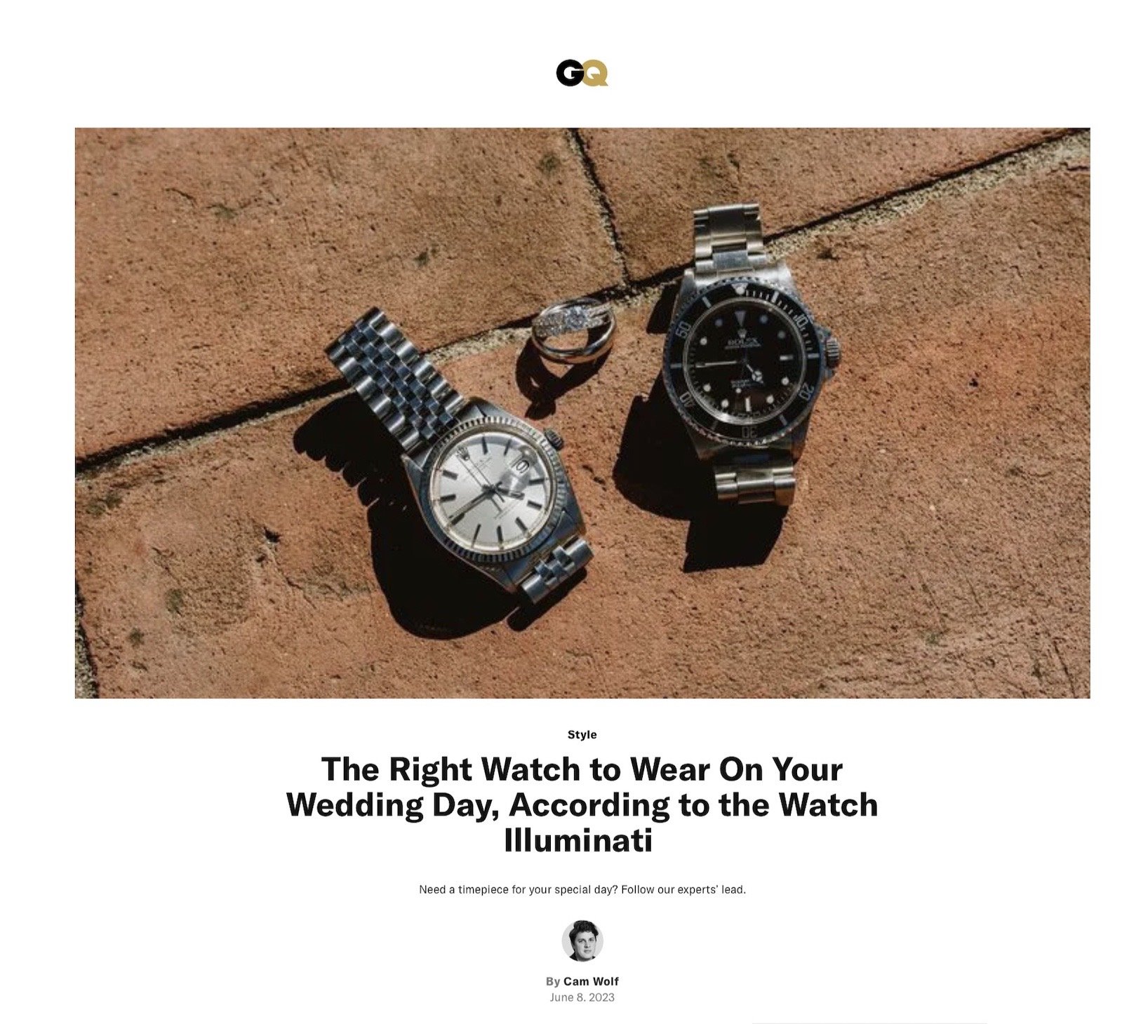 Eric Wind Quoted On His Wedding Day Wristwatch — Wind Vintage