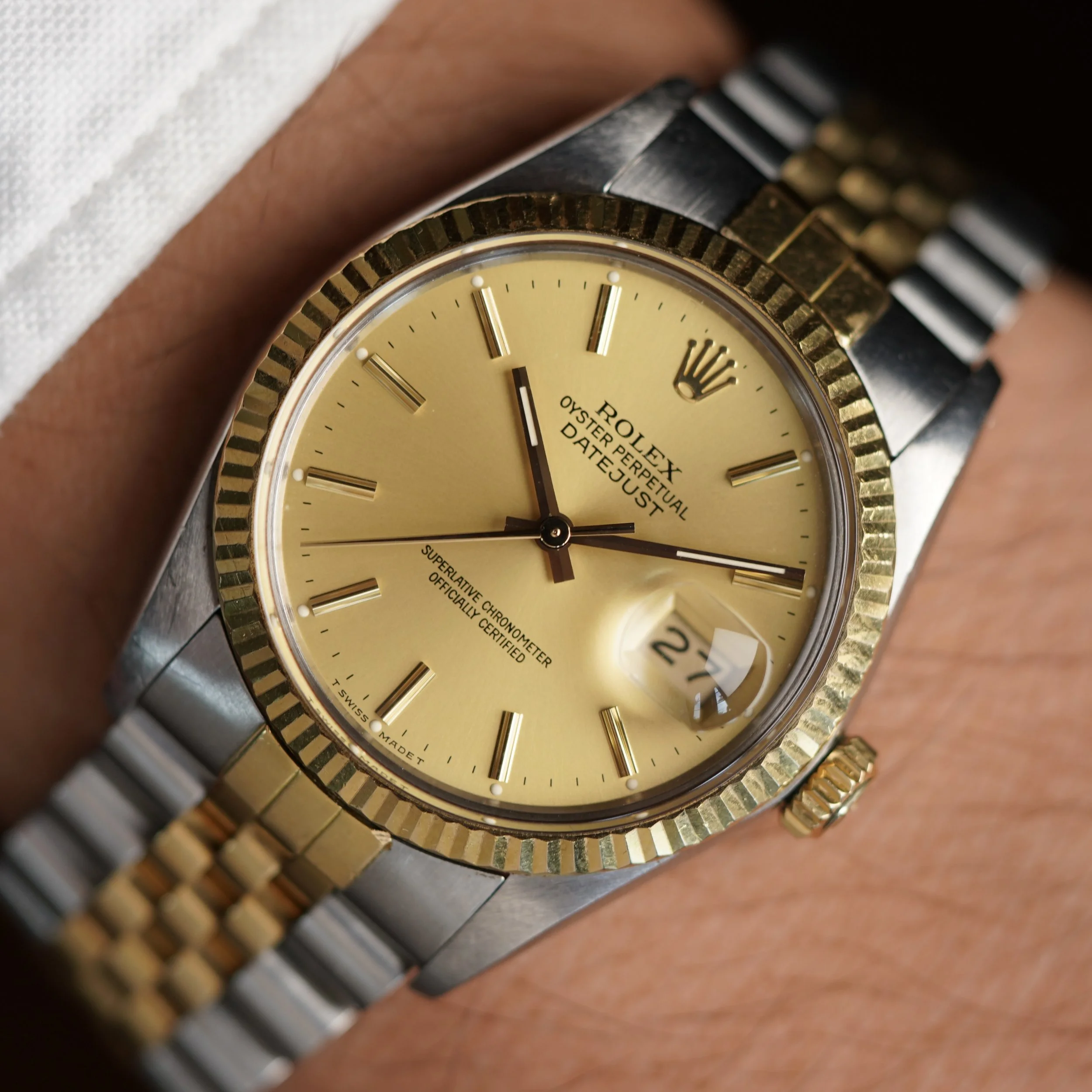 Rolex Two-Tone Champagne Datejust 16013 Unpolished