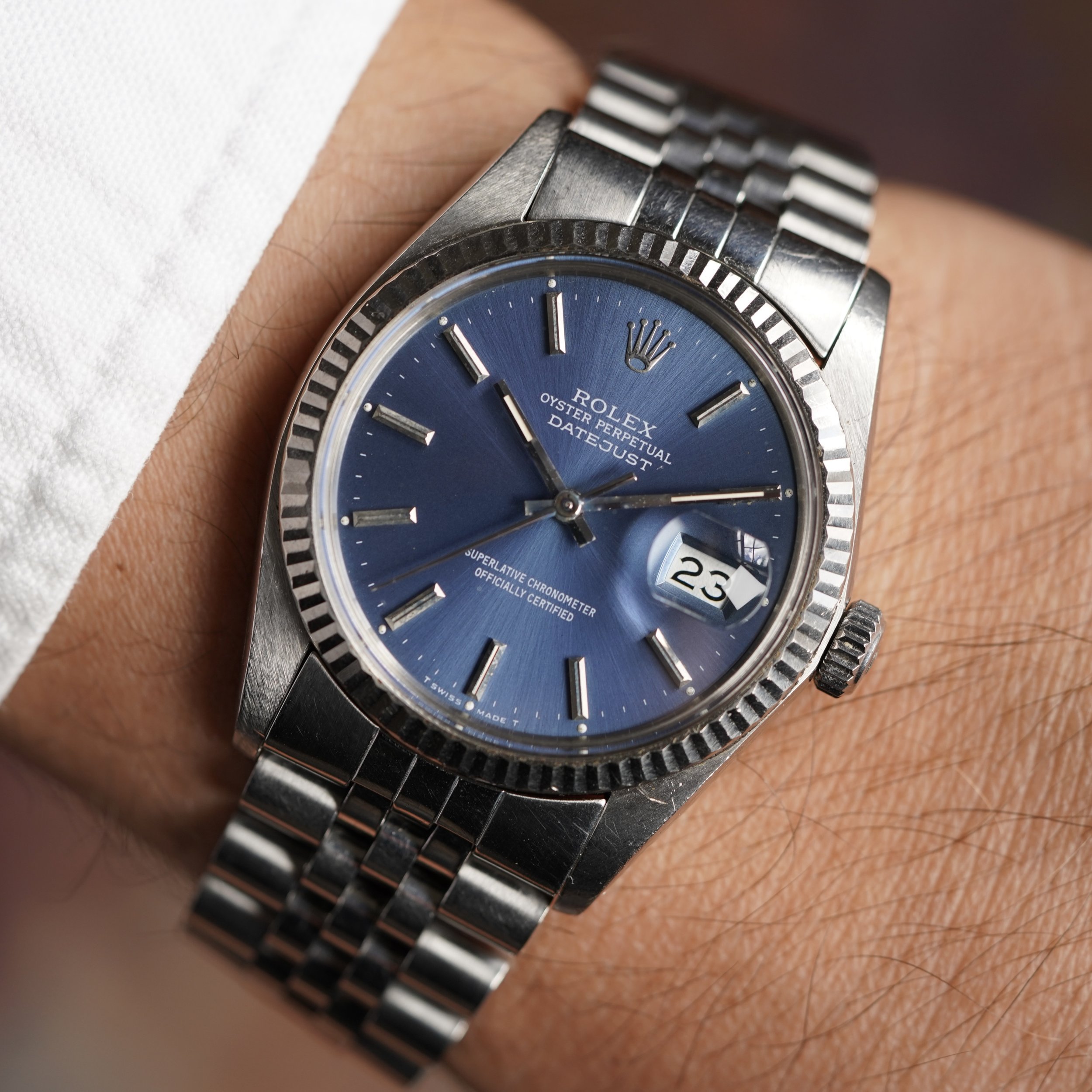 Rolex Blue Dial Datejust Reference 16014 Unpolished — Wind Vintage