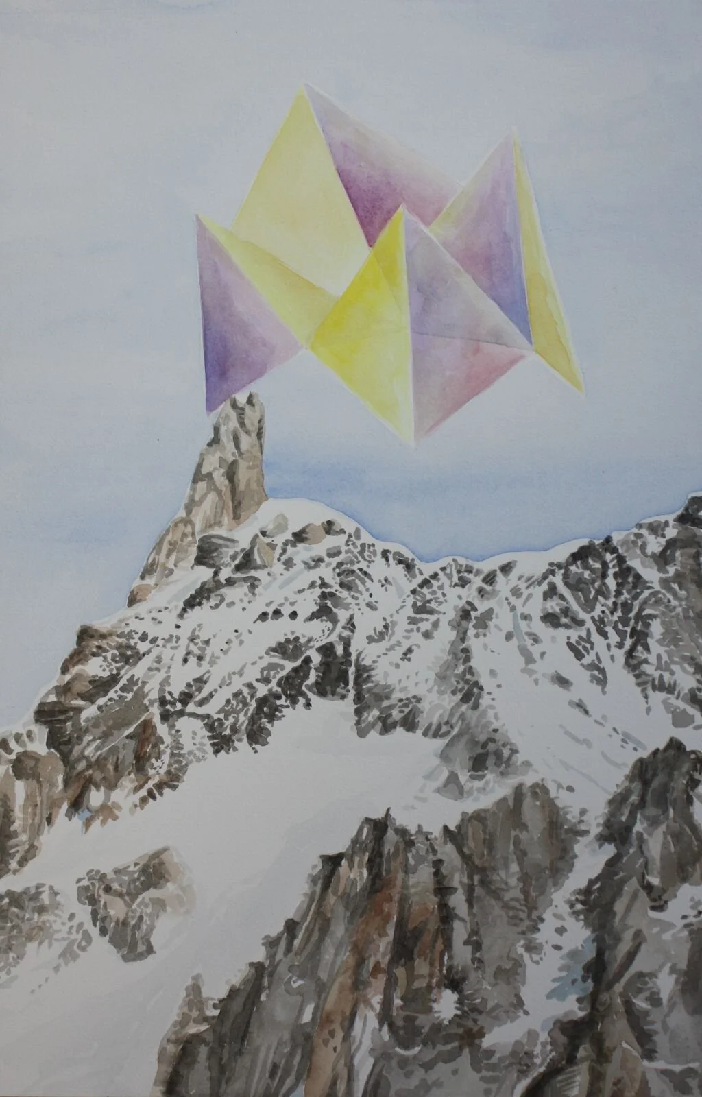 Polly Gould, Alpine Architecture: Dent du Géant, 2017, Watercolour on paper, 35 x 54.5cm. Image courtesy the artist and Danielle Arnaud.