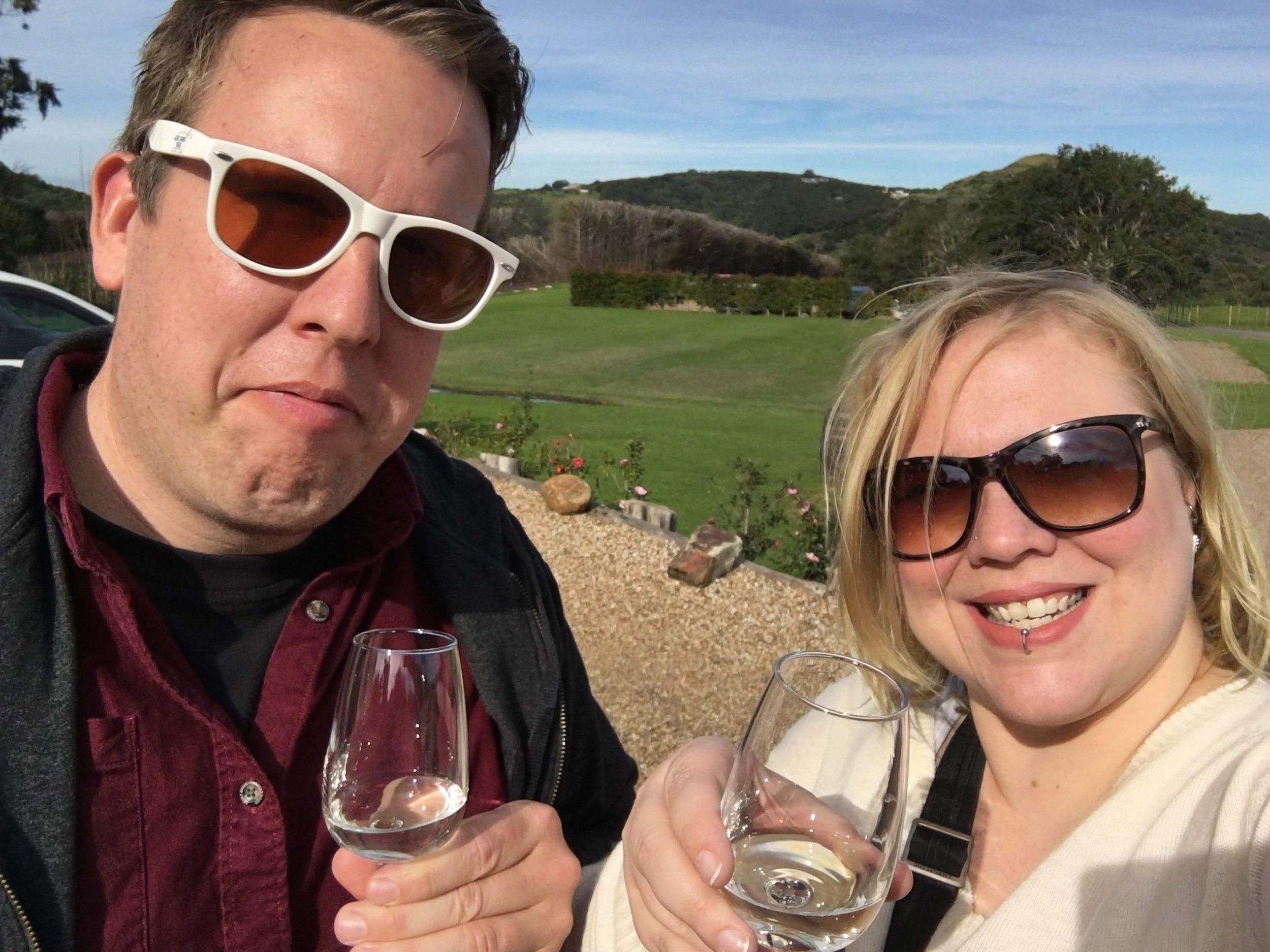 Enjoying our wine tour on Waiheke Island