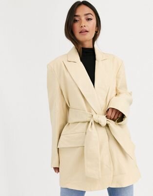 White Leather Coat Asos (Copy)