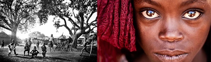 Photo left - Life thrives beneath the morning sun amidst this village in northern Ghana. 2011, Photo right - Dinkonesh, a young girl in southwestern Ethiopia, lives among one of the few tribes that have received the Gospel in this region. 2010